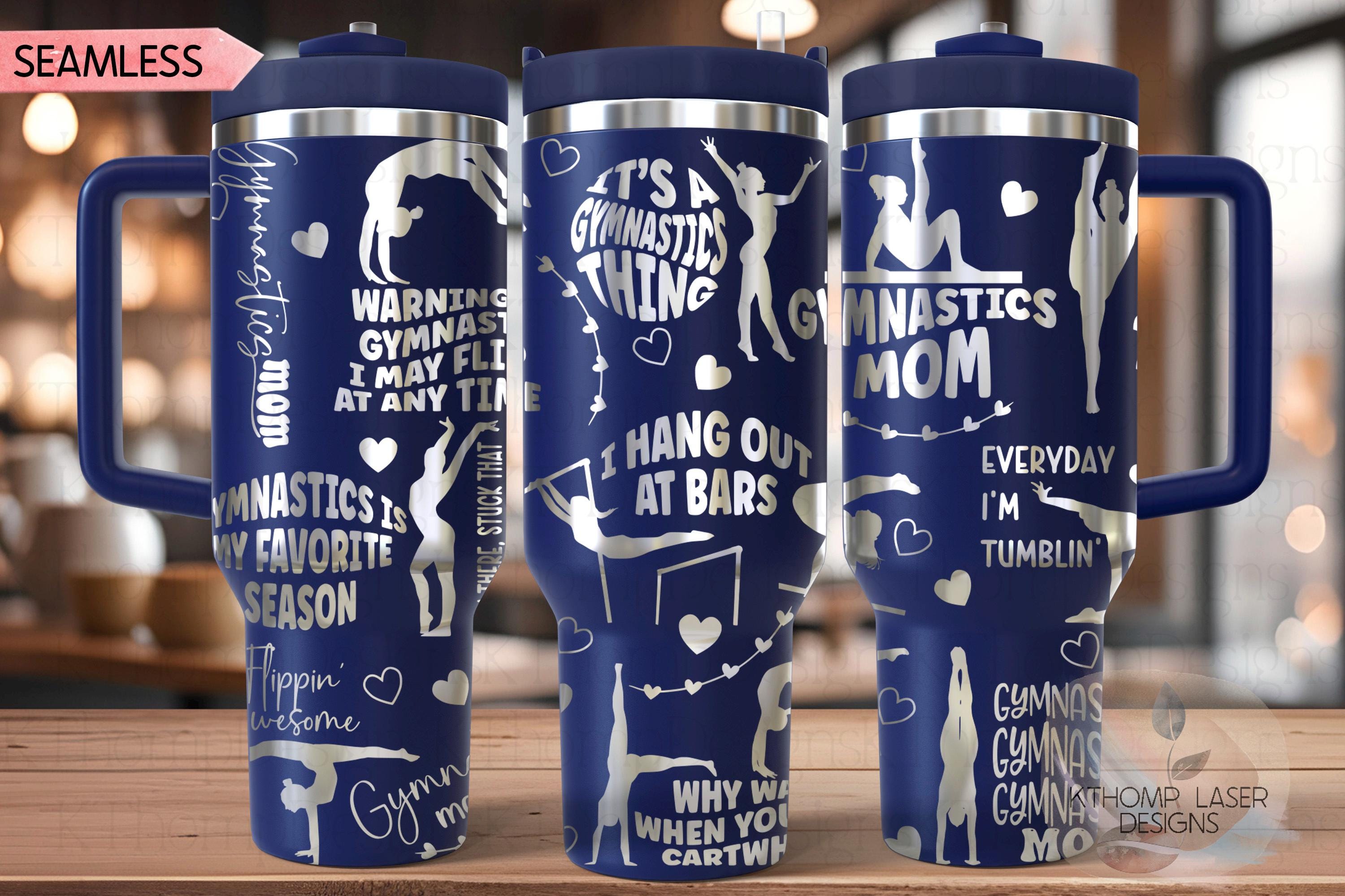 Gymnastics Mom Tumbler Wrap SVG | 40oz Laser Engraving File | Rotary Ready Digital Design | Mom Life SVG