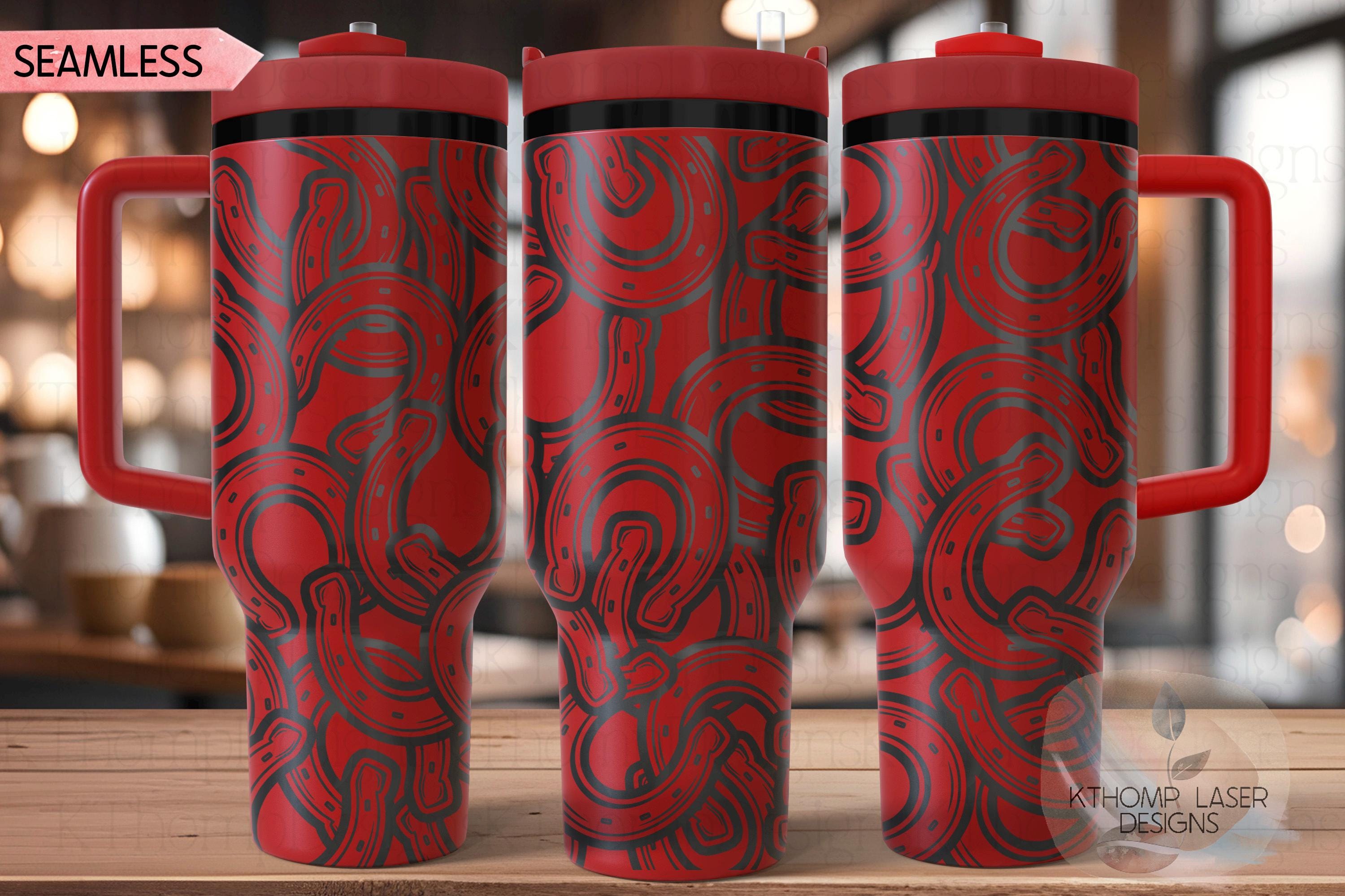 Horseshoes Burst Tumbler Wrap SVG | 40oz Laser Engraving File | Rotary Ready Digital Design | Western Farm SVG