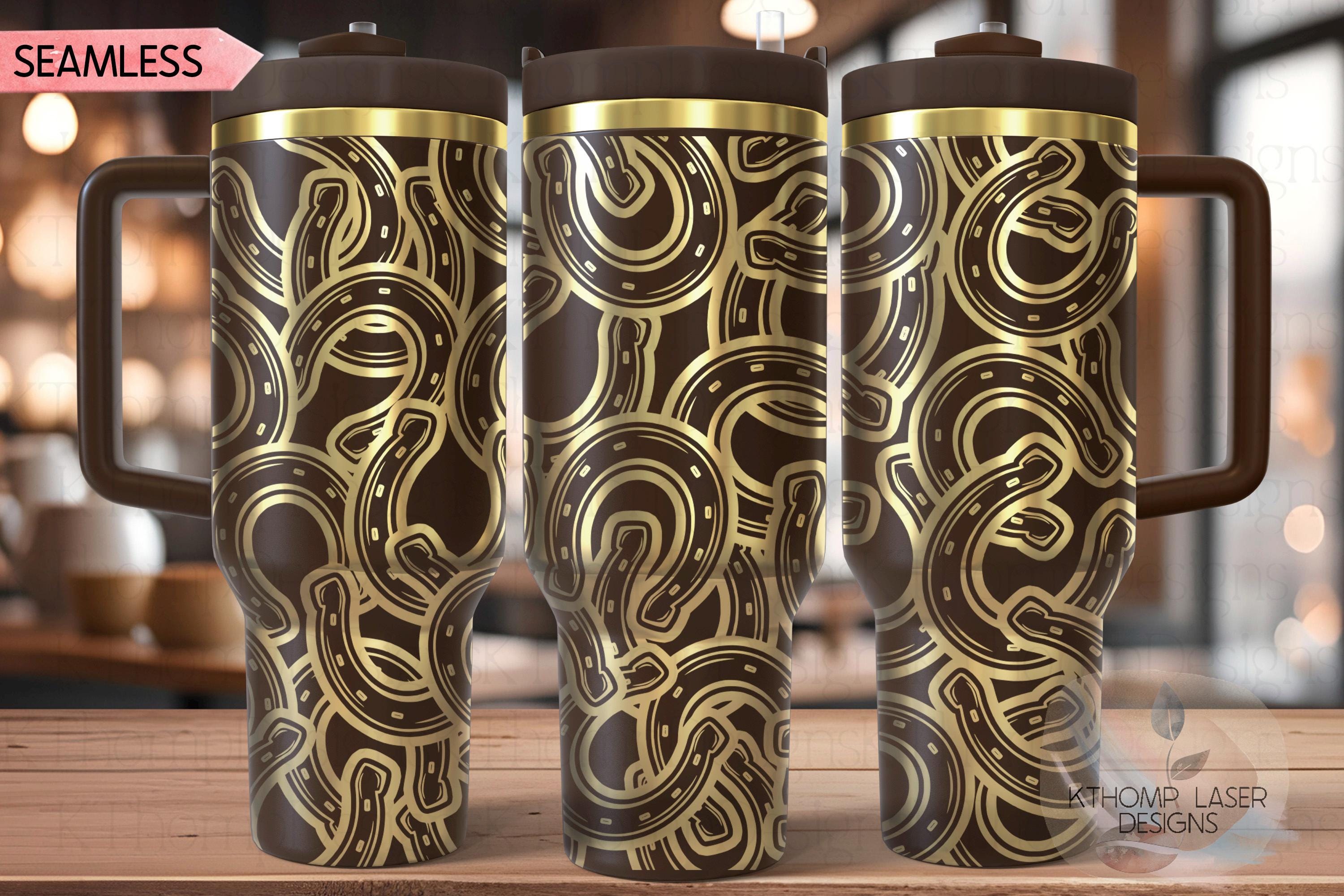 Horseshoes Burst Tumbler Wrap SVG | 40oz Laser Engraving File | Rotary Ready Digital Design | Western Farm SVG