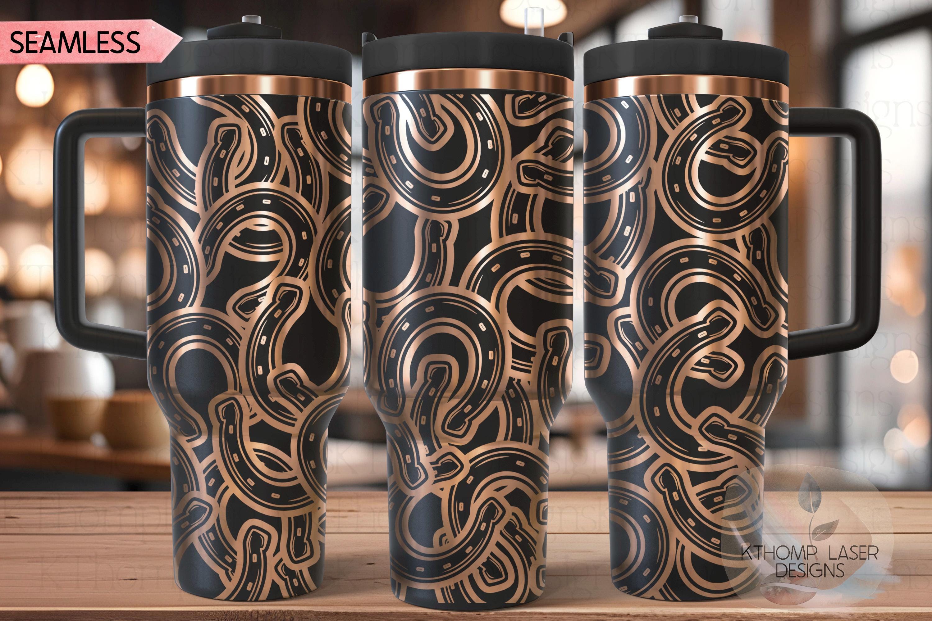 Horseshoes Burst Tumbler Wrap SVG | 40oz Laser Engraving File | Rotary Ready Digital Design | Western Farm SVG
