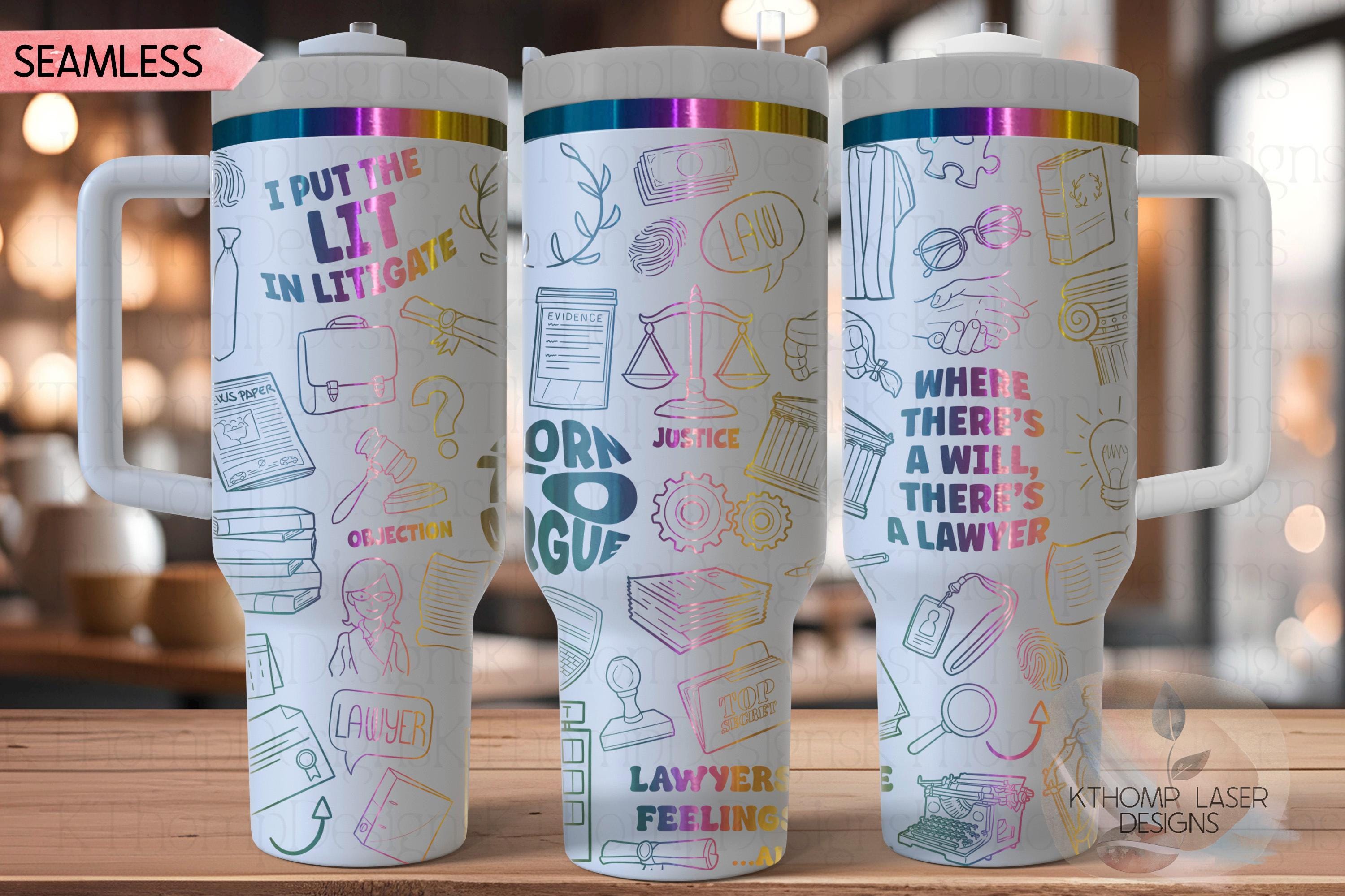 Lawyer Attorney Law Tumbler Wrap SVG | 40oz Laser Engraving File | Rotary Ready Digital Design | Career Gift SVG