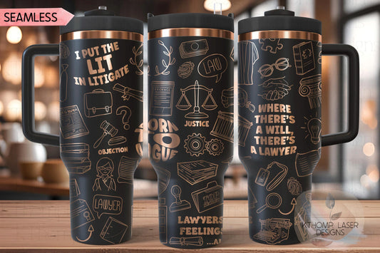 Lawyer Attorney Law Tumbler Wrap SVG | 40oz Laser Engraving File | Rotary Ready Digital Design | Career Gift SVG