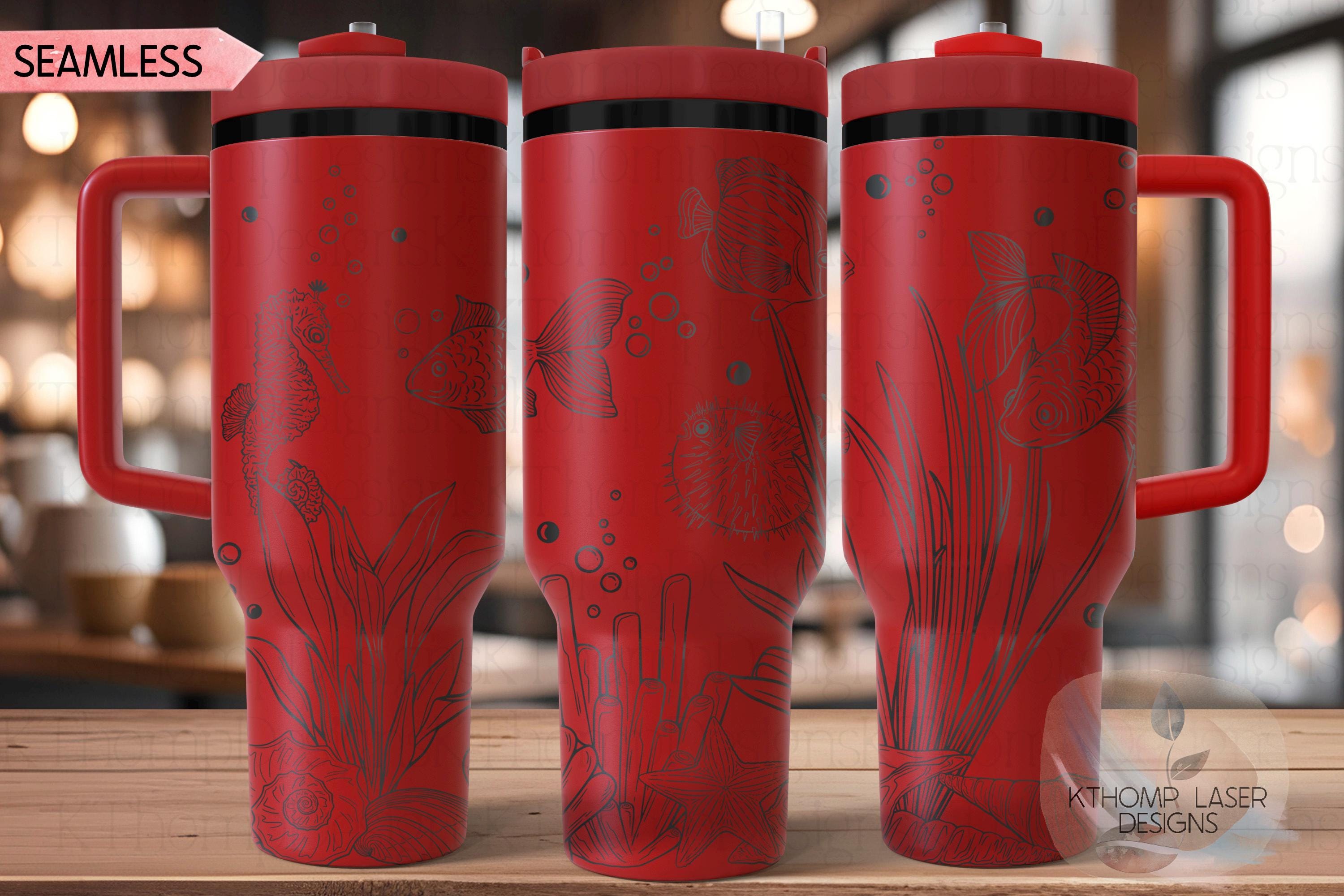 Ocean Life Tumbler Wrap SVG | 40oz Laser Engraving File | Rotary Ready Digital Design | Ocean Nautical SVG