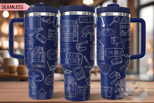 Real Estate Agent New Home Buying Tumbler Wrap SVG | 40oz Laser Engraving File | Rotary Ready Digital Design | Career Gift SVG