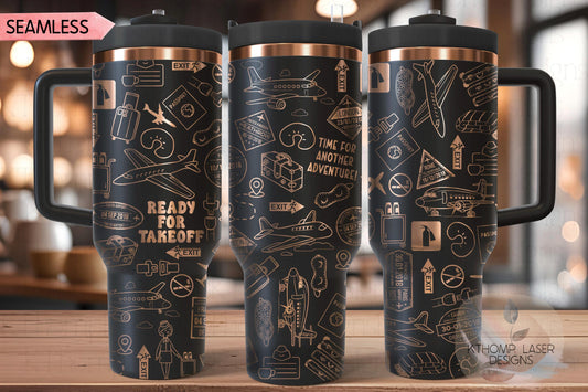 Traveler Loves To Travel Tumbler Wrap SVG | 40oz Laser Engraving File | Rotary Ready Digital Design | Hobby Travel SVG