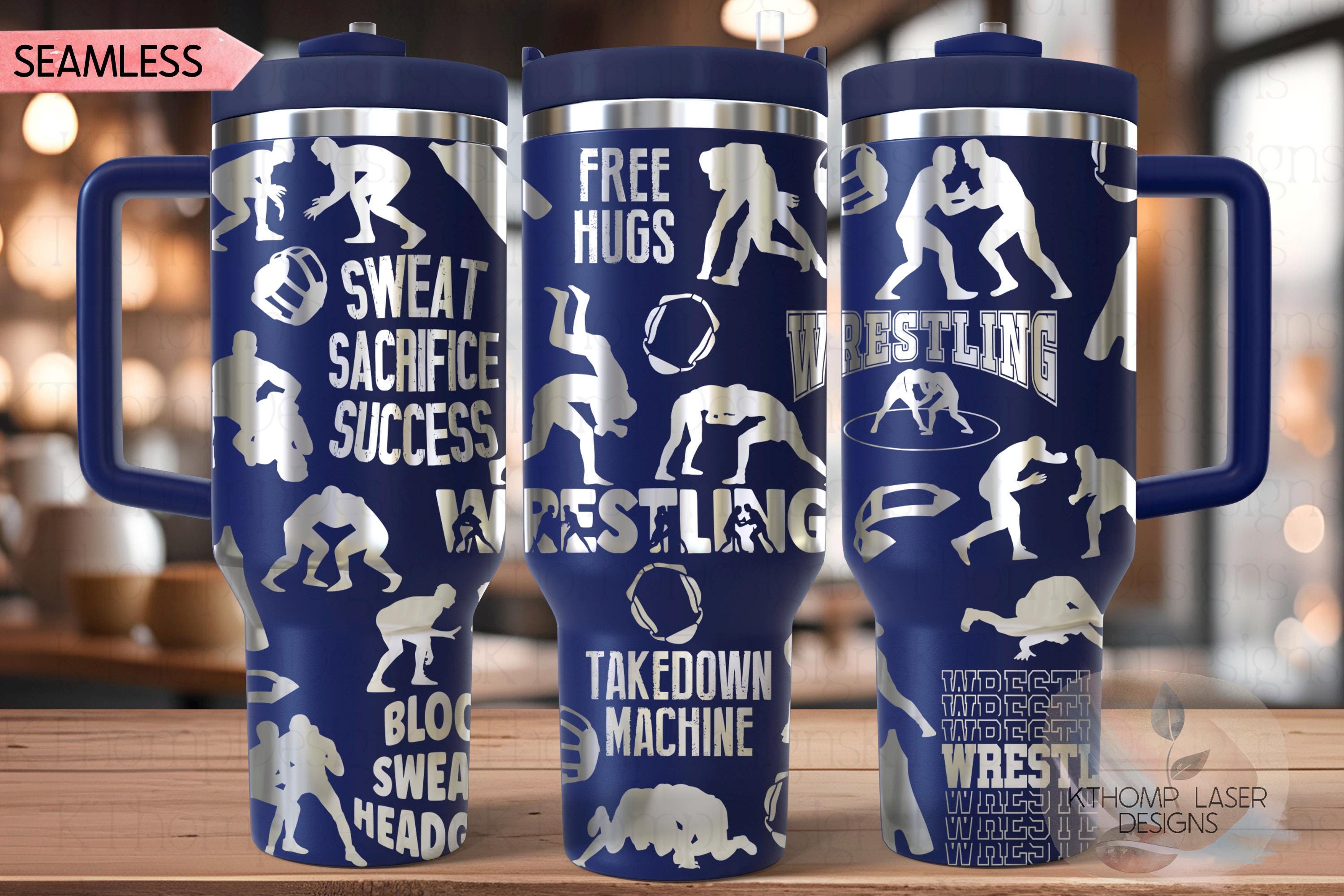 Wrestling Tumbler Wrap SVG | 40oz Laser Engraving File | Rotary Ready Digital Design | Sports Fan SVG