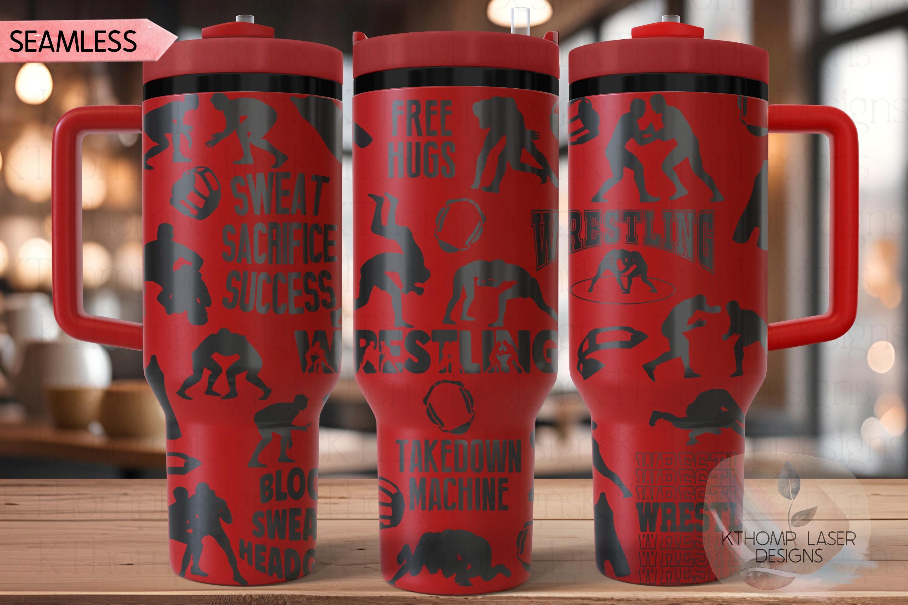 Wrestling Tumbler Wrap SVG | 40oz Laser Engraving File | Rotary Ready Digital Design | Sports Fan SVG