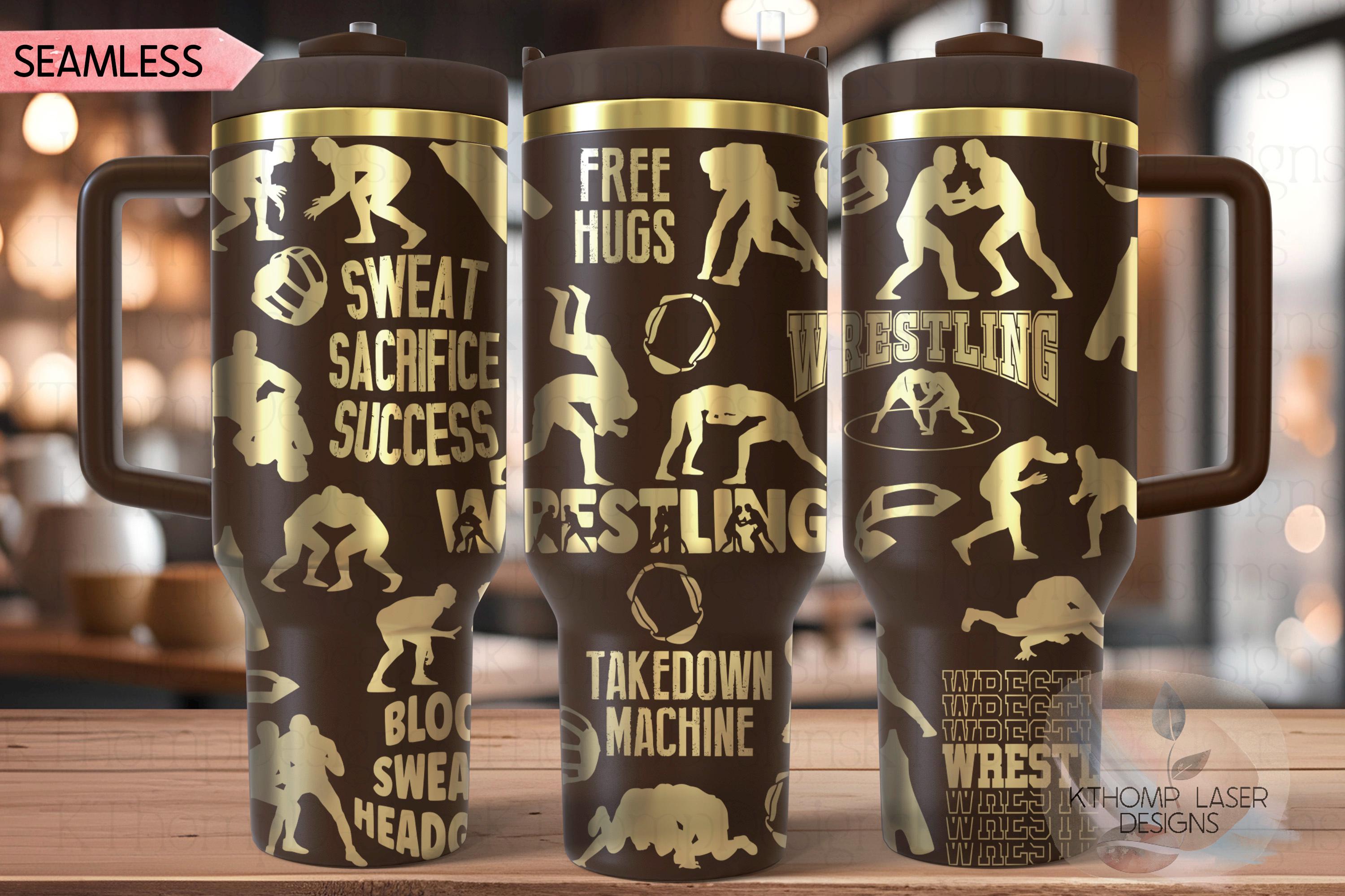 Wrestling Tumbler Wrap SVG | 40oz Laser Engraving File | Rotary Ready Digital Design | Sports Fan SVG