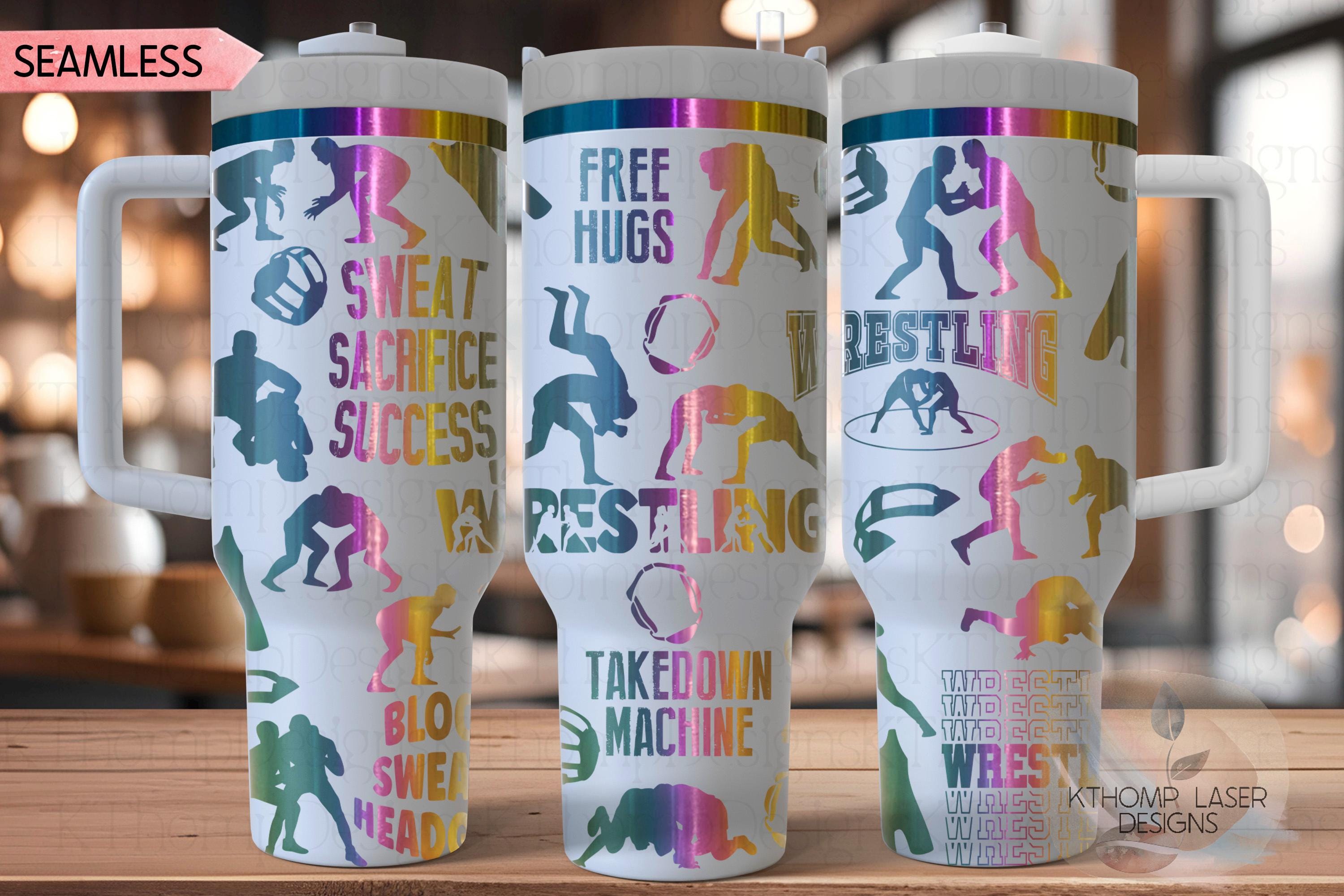 Wrestling Tumbler Wrap SVG | 40oz Laser Engraving File | Rotary Ready Digital Design | Sports Fan SVG