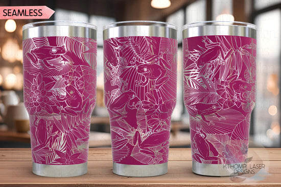 Tree Frogs Tumbler Wrap SVG | 20oz and 30oz Laser Engraving File | Rotary Ready Digital Design | Jungle Theme SVG