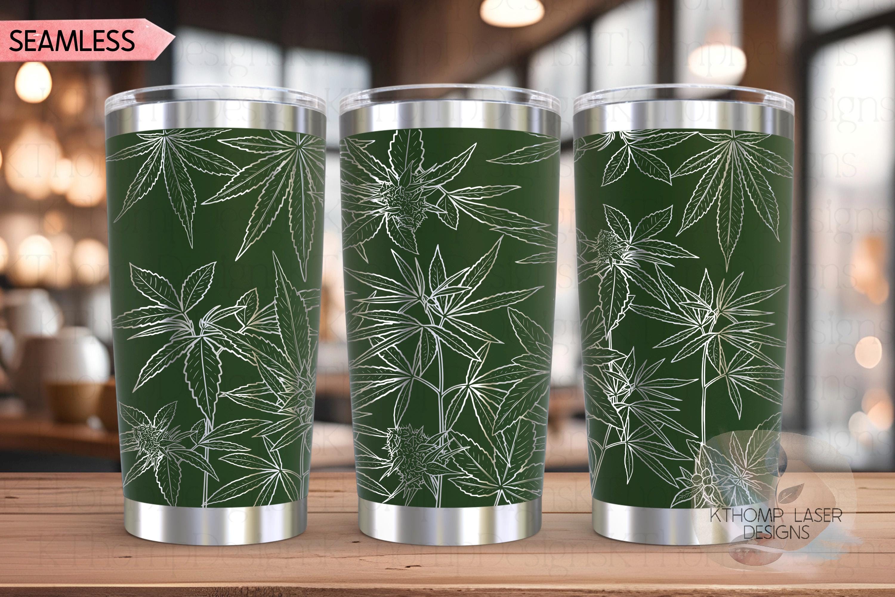 Cannabis Tumbler Wrap SVG | 20oz and 30oz Laser Engraving File | Rotary Engrave Digital Design | Floral SVG Design
