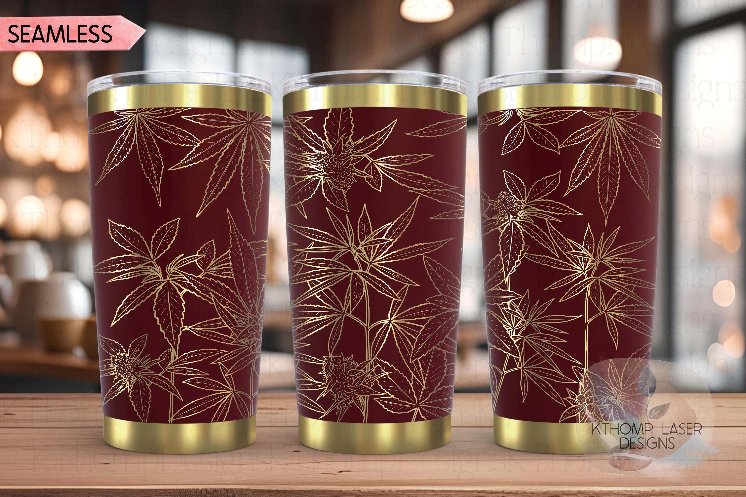 Cannabis Tumbler Wrap SVG | 20oz and 30oz Laser Engraving File | Rotary Engrave Digital Design | Floral SVG Design