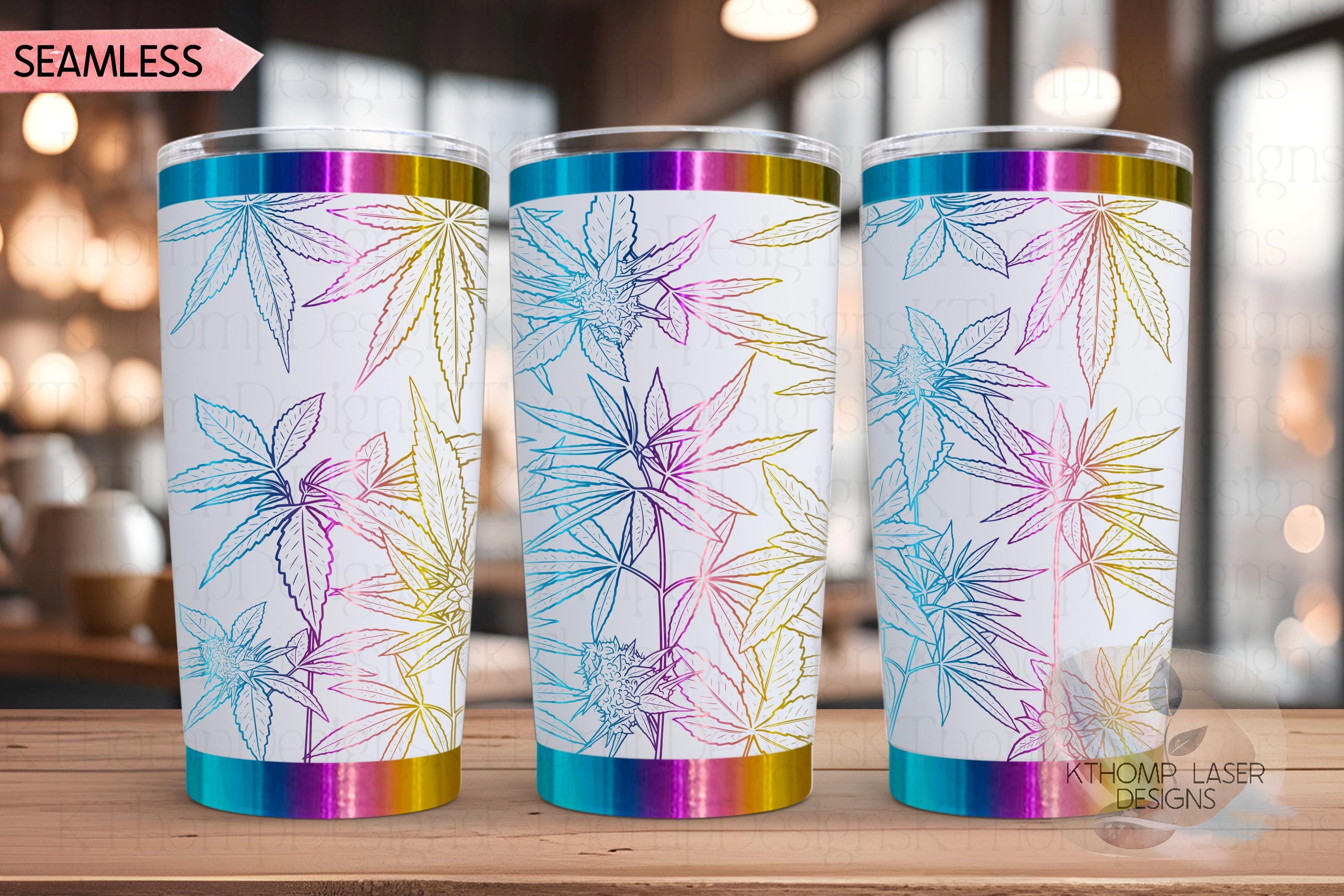Cannabis Tumbler Wrap SVG | 20oz and 30oz Laser Engraving File | Rotary Engrave Digital Design | Floral SVG Design