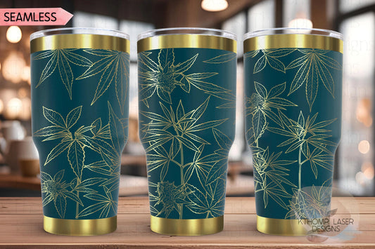 Cannabis Tumbler Wrap SVG | 20oz and 30oz Laser Engraving File | Rotary Engrave Digital Design | Floral SVG Design