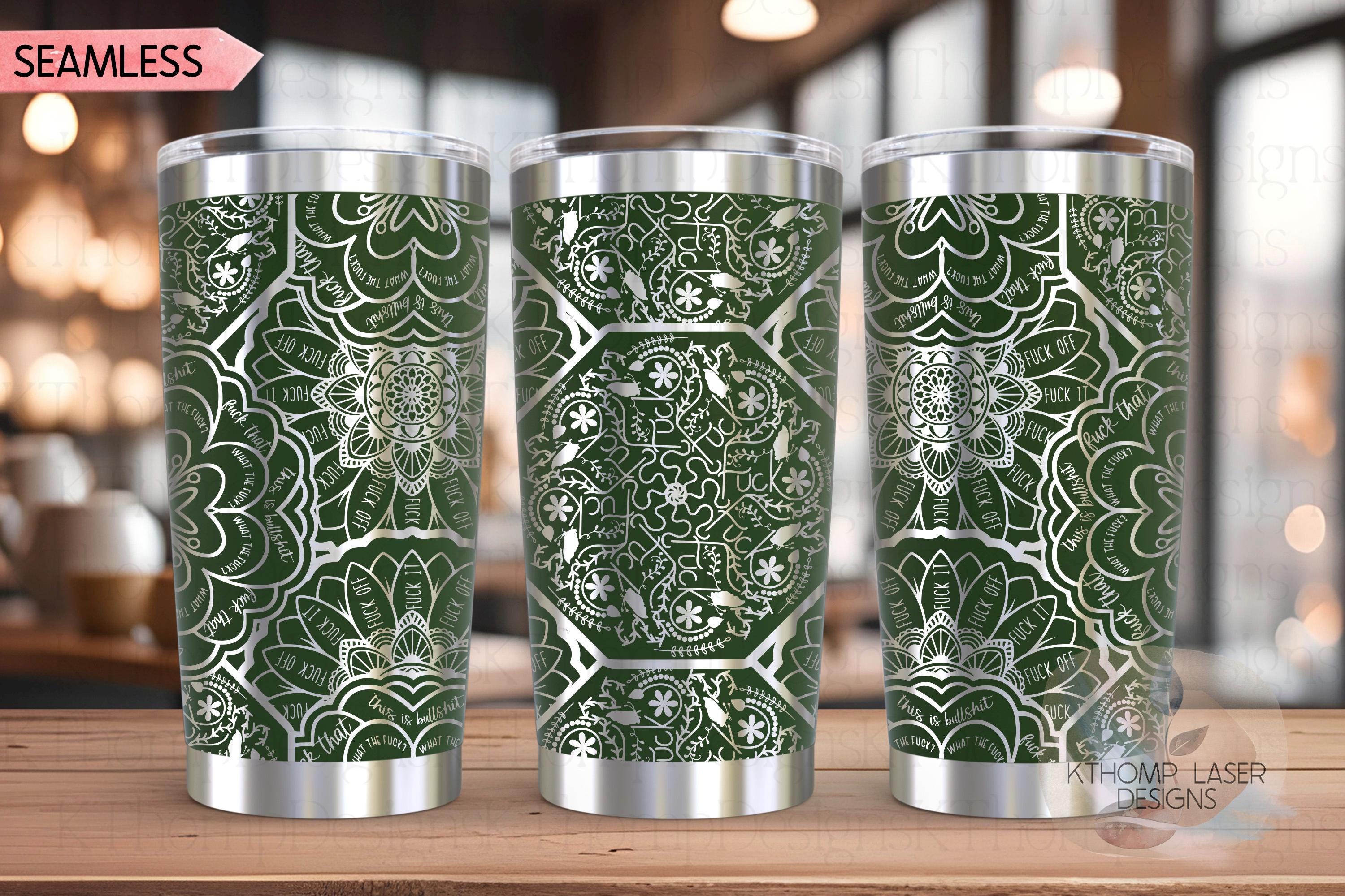 Cuss Word F*ck Mandala Tumbler Wrap SVG | 20oz and 30oz Laser Engraving File | Rotary Ready Digital Design | Sassy Coffee SVG