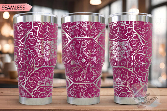 Faith Mandala Jesus Mandala Tumbler Wrap SVG | 20oz and 30oz Laser Engraving File | Rotary Ready Digital Design | Support Awareness SVG