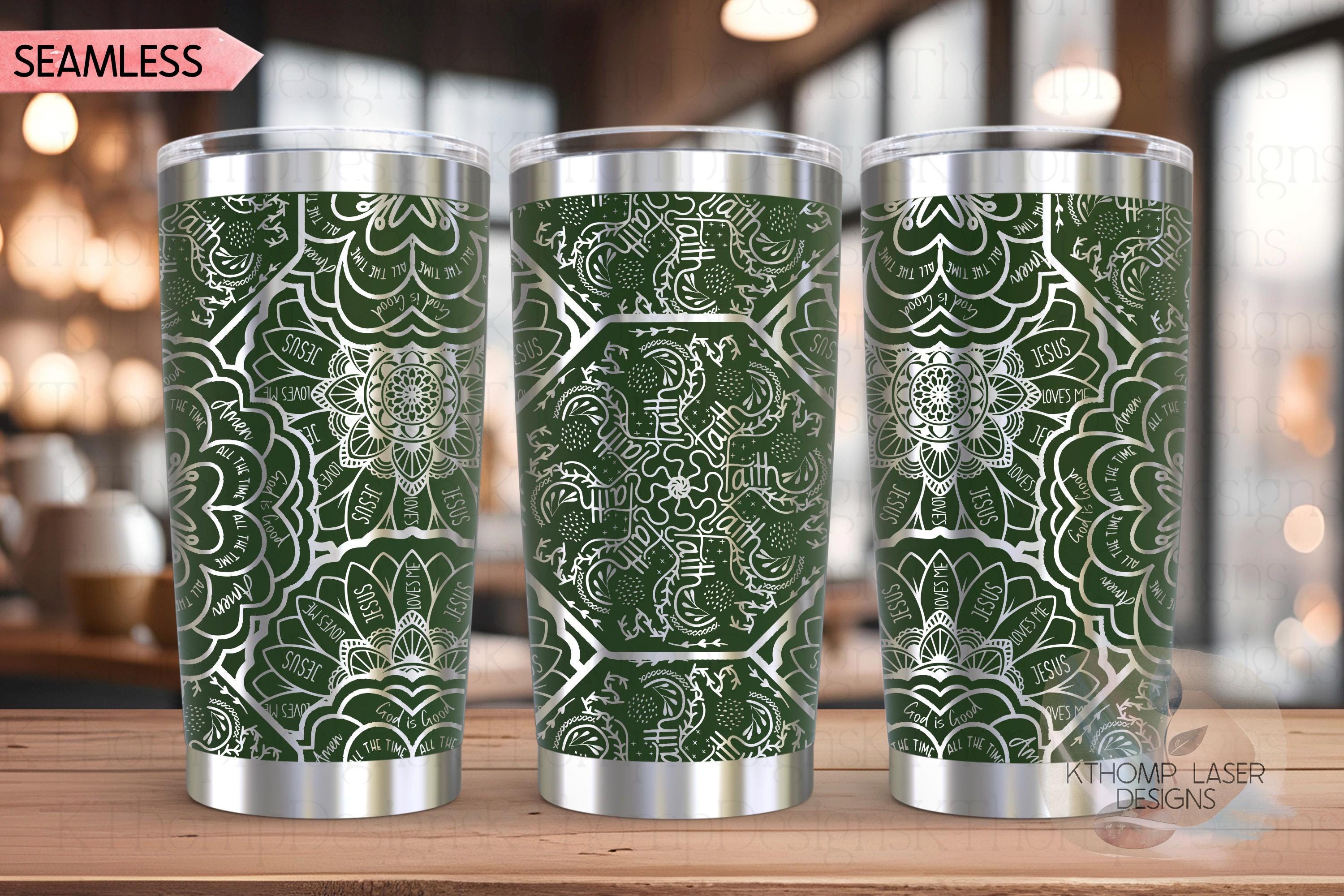 Faith Mandala Jesus Mandala Tumbler Wrap SVG | 20oz and 30oz Laser Engraving File | Rotary Ready Digital Design | Support Awareness SVG
