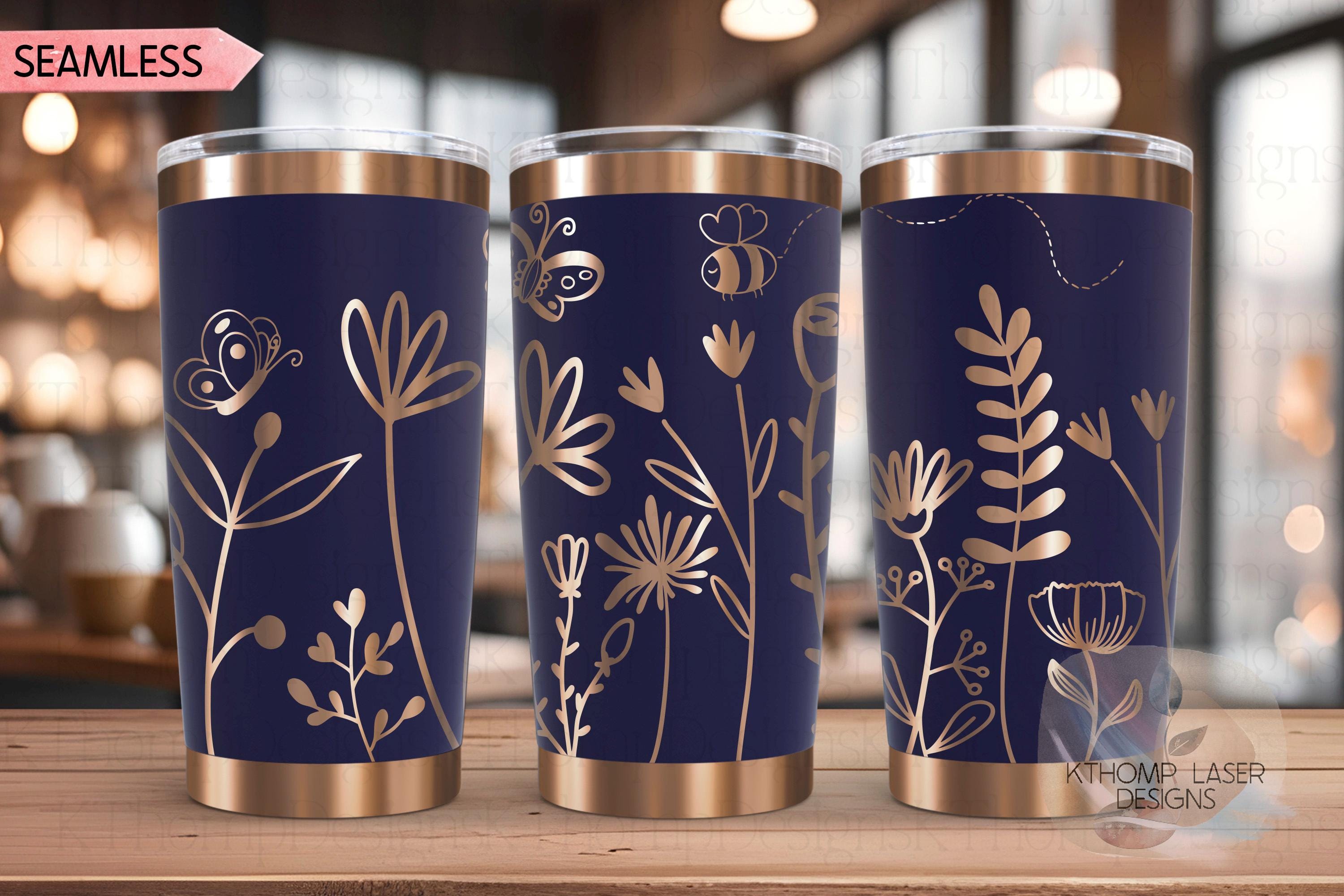 Floral Garden Tumbler Wrap SVG | 20oz and 30oz Laser Engraving File | Rotary Engrave Digital Design | Floral SVG Design