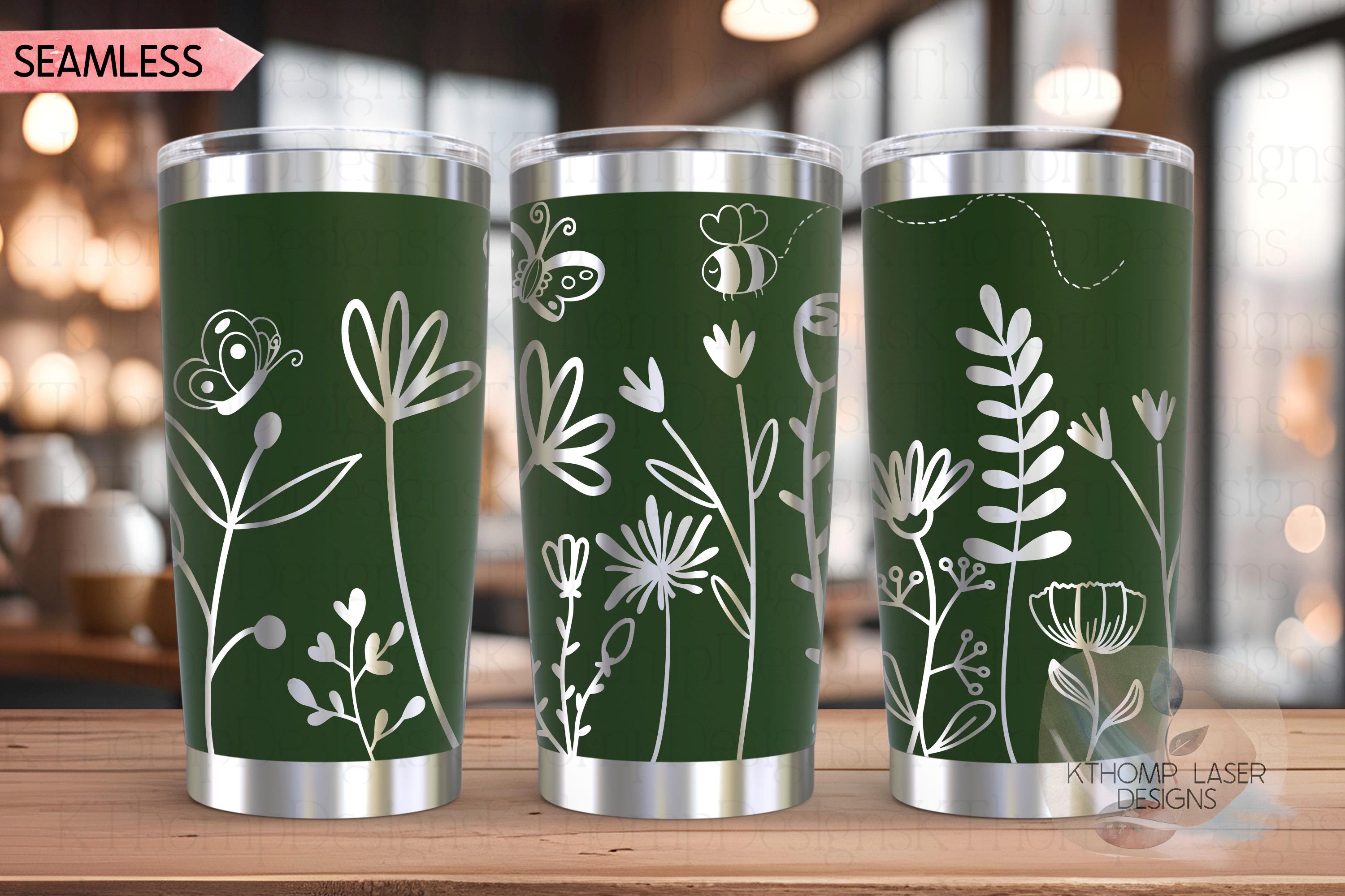 Floral Garden Tumbler Wrap SVG | 20oz and 30oz Laser Engraving File | Rotary Engrave Digital Design | Floral SVG Design