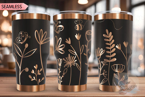 Floral Garden Tumbler Wrap SVG | 20oz and 30oz Laser Engraving File | Rotary Engrave Digital Design | Floral SVG Design