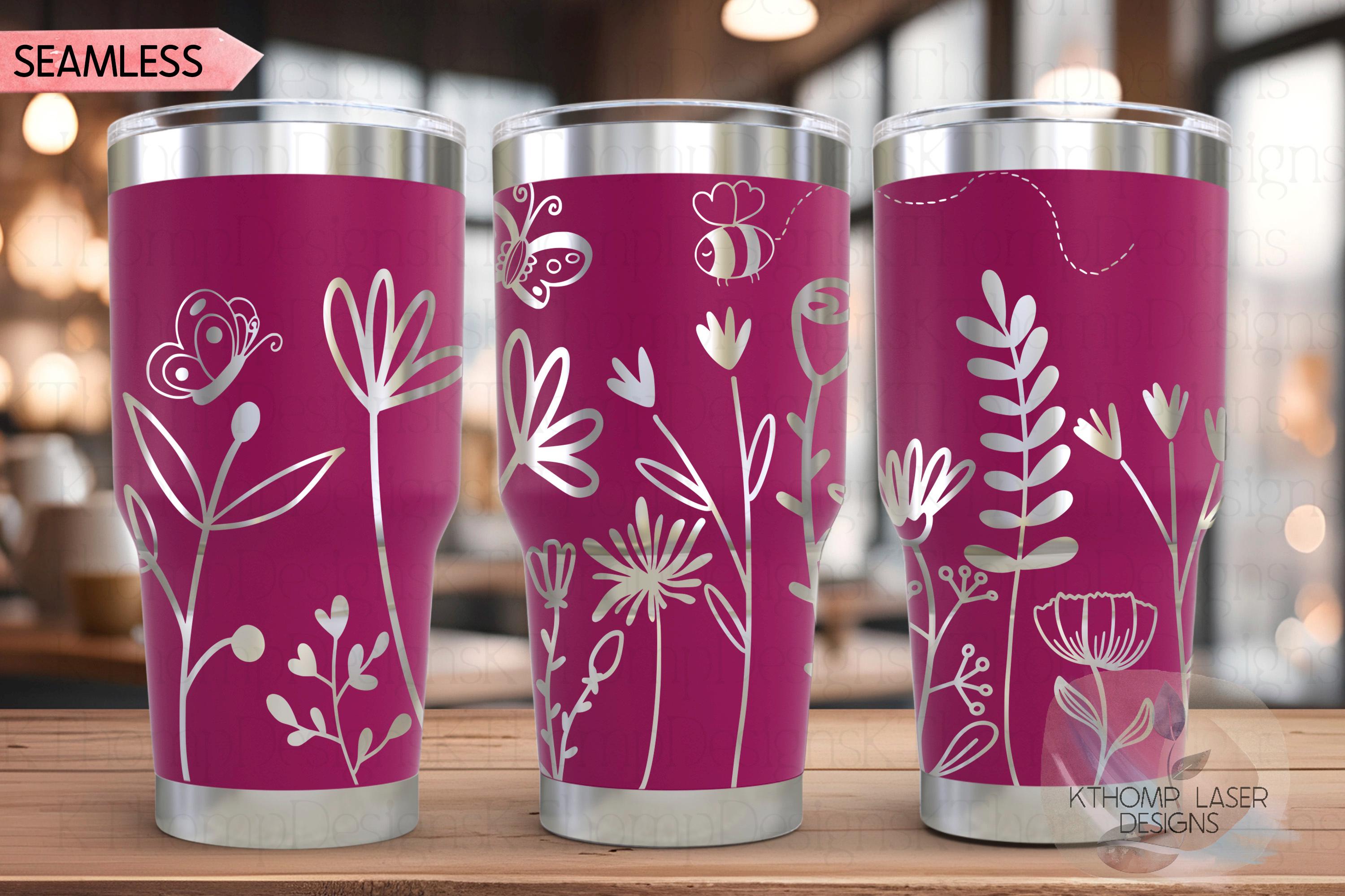 Floral Garden Tumbler Wrap SVG | 20oz and 30oz Laser Engraving File | Rotary Engrave Digital Design | Floral SVG Design