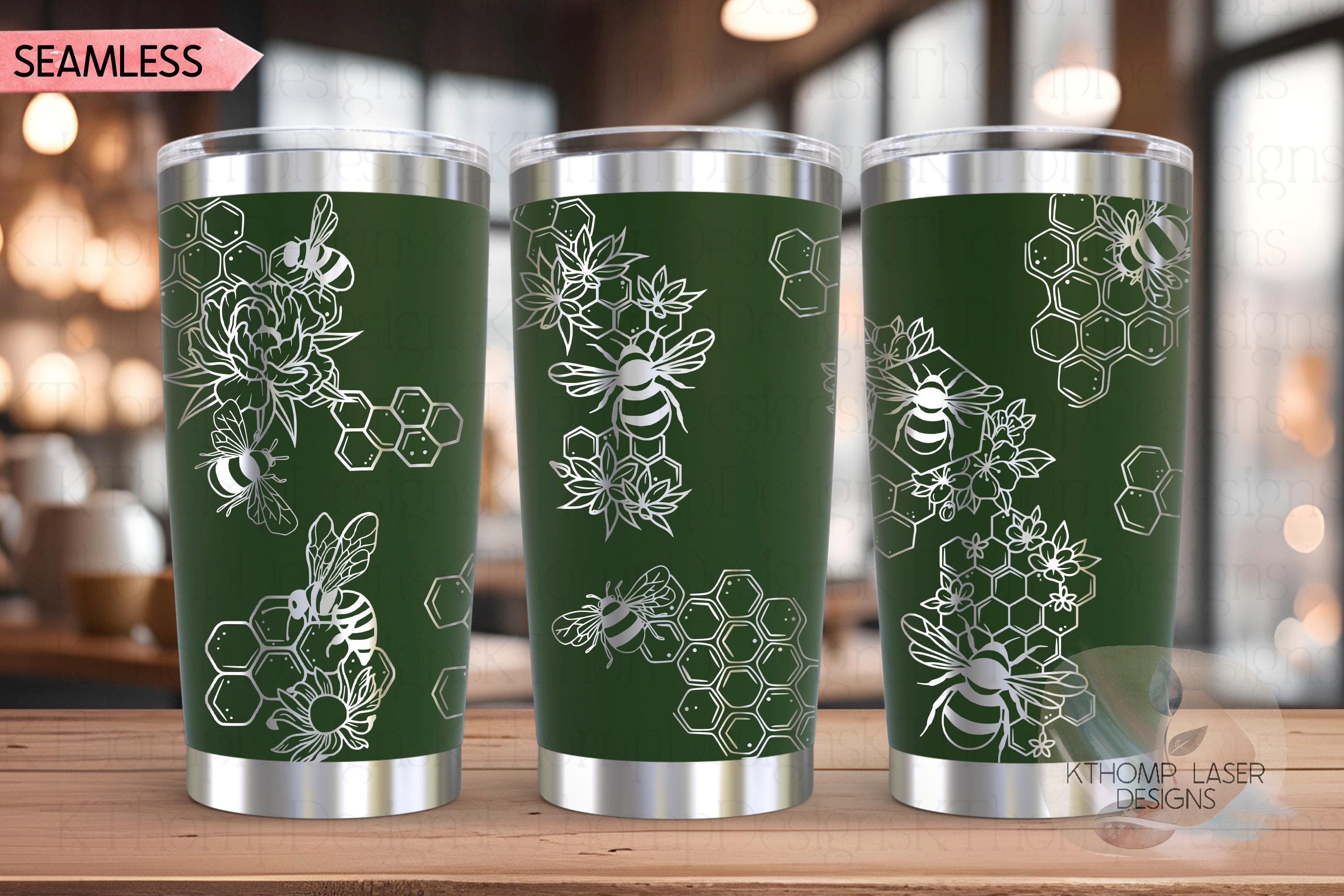 Honey Bees Tumbler Wrap SVG | 20oz and 30oz Laser Engraving File | Rotary Ready Digital Design | Exotic Animal SVG