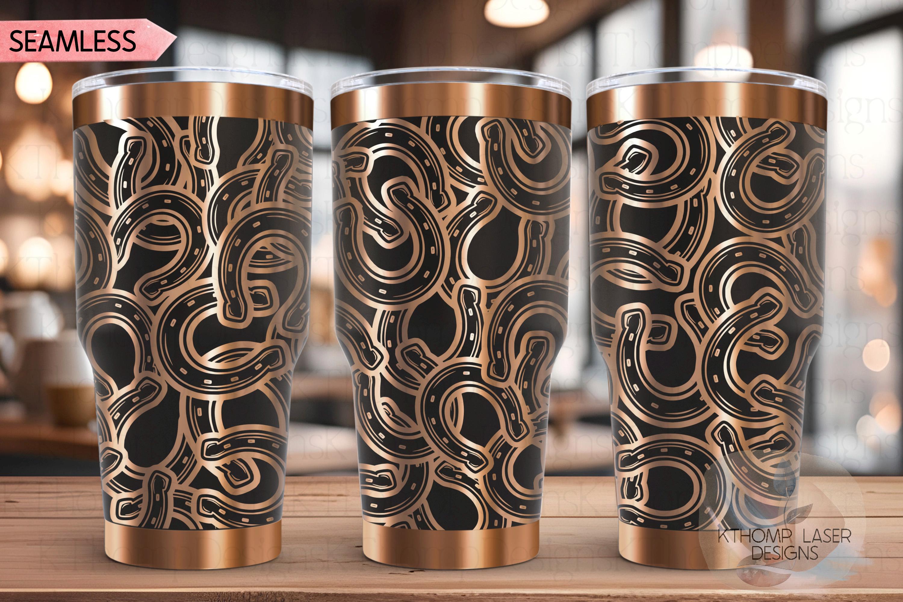 Horseshoes Burst Tumbler Wrap SVG | 20oz and 30oz Laser Engraving File | Rotary Ready Digital Design | Western Farm SVG