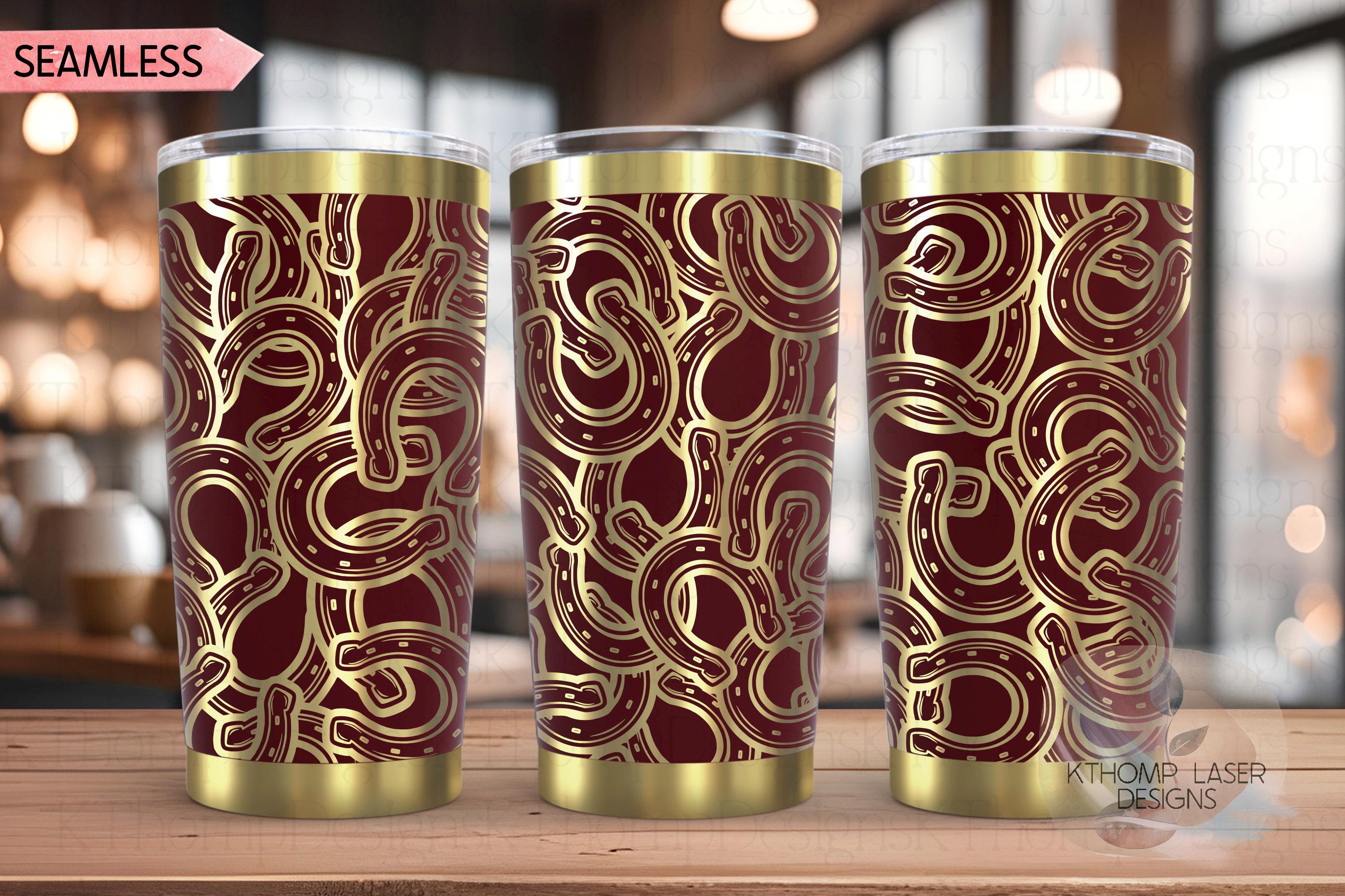 Horseshoes Burst Tumbler Wrap SVG | 20oz and 30oz Laser Engraving File | Rotary Ready Digital Design | Western Farm SVG