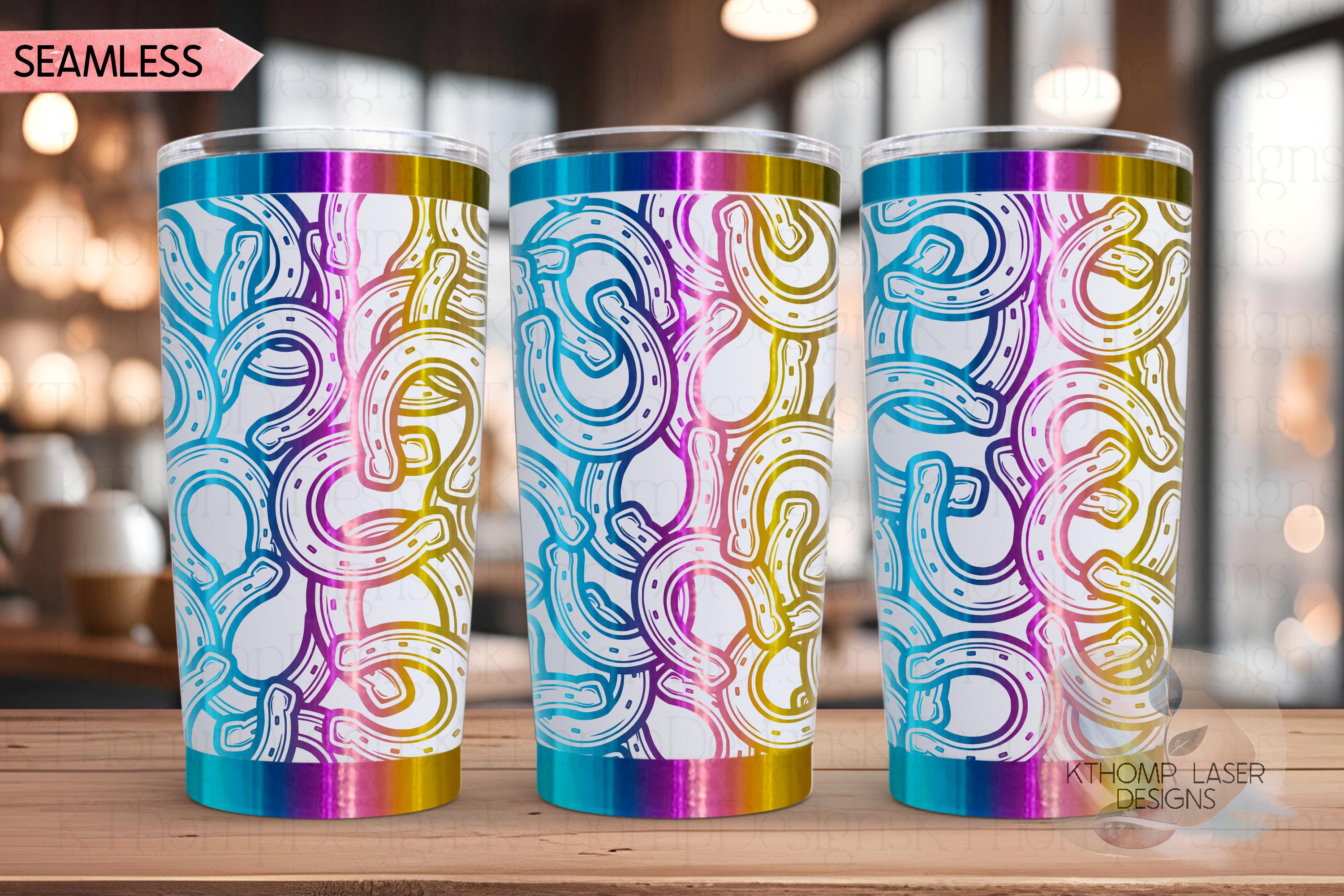 Horseshoes Burst Tumbler Wrap SVG | 20oz and 30oz Laser Engraving File | Rotary Ready Digital Design | Western Farm SVG