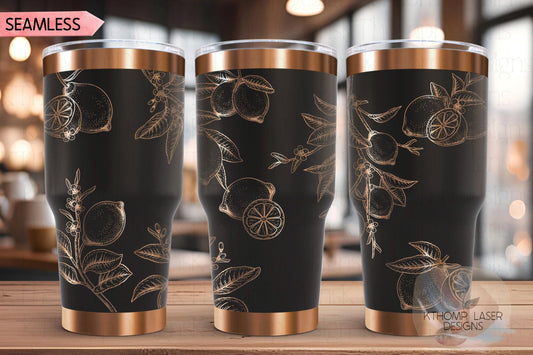 Lemons Tumbler Wrap SVG | 20oz and 30oz Laser Engraving File | Rotary Ready Digital Design | Foodie SVG
