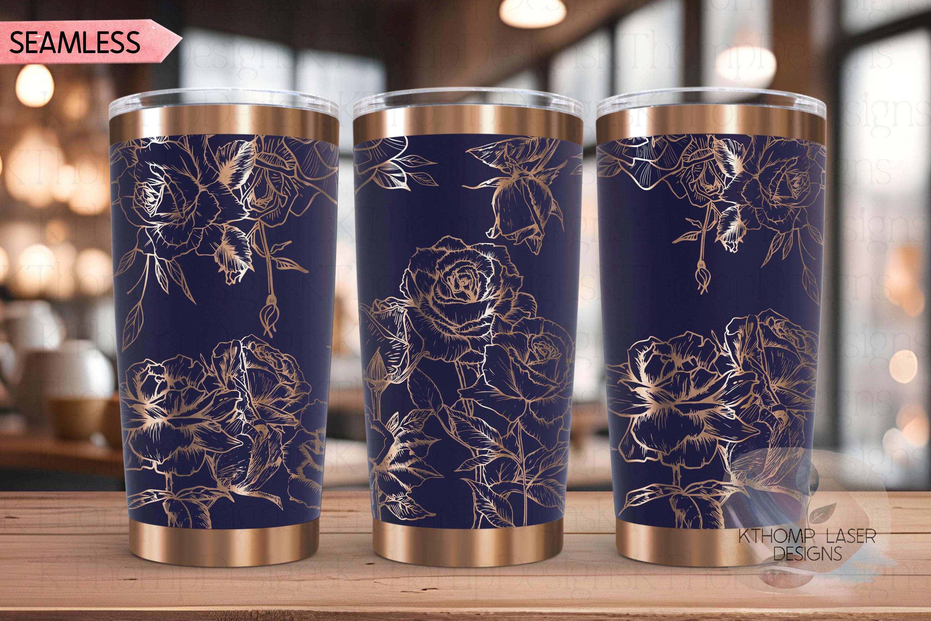 Roses 1 Tumbler Wrap SVG | 20oz and 30oz Laser Engraving File | Rotary Engrave Digital Design | Floral SVG Design