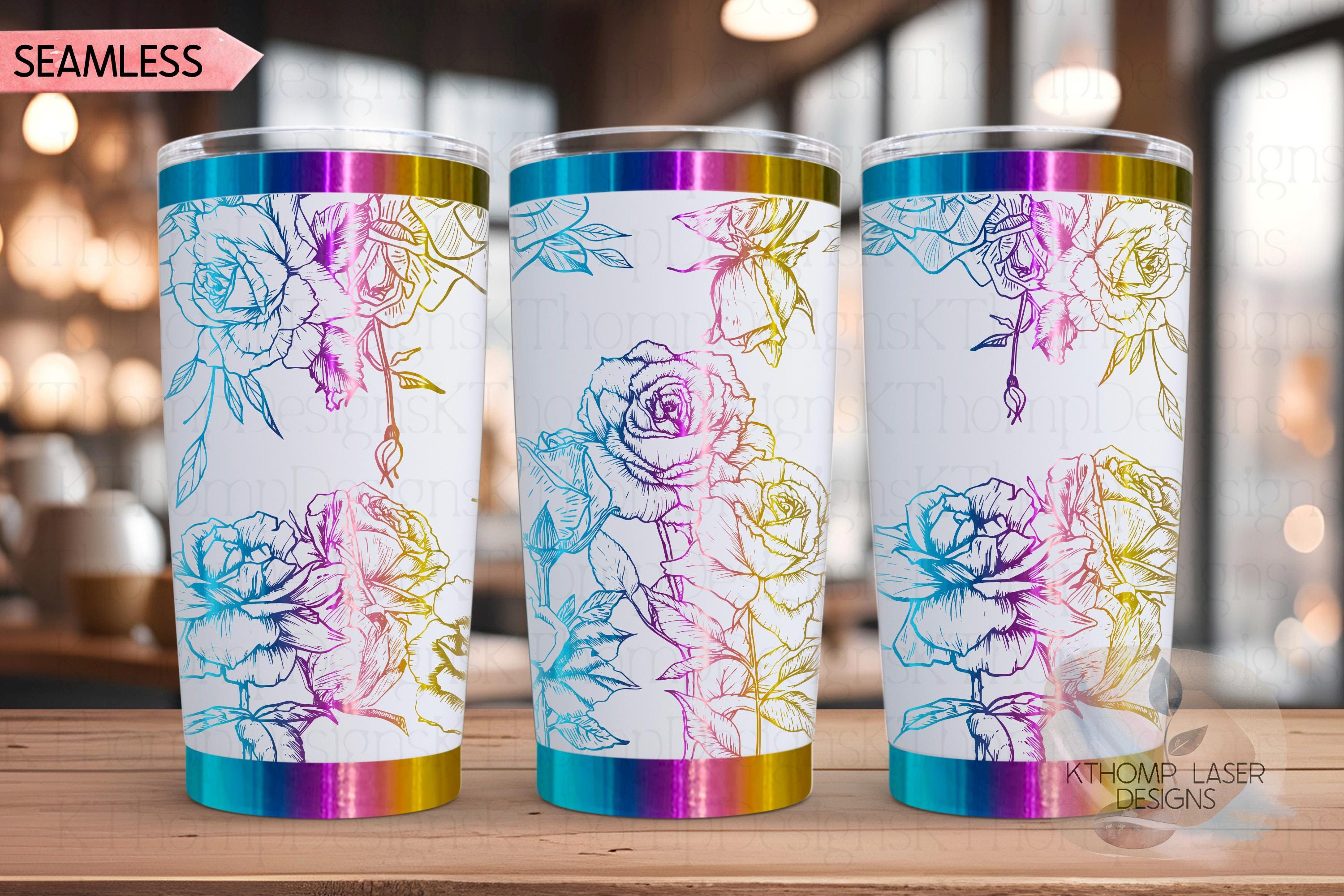 Roses 1 Tumbler Wrap SVG | 20oz and 30oz Laser Engraving File | Rotary Engrave Digital Design | Floral SVG Design
