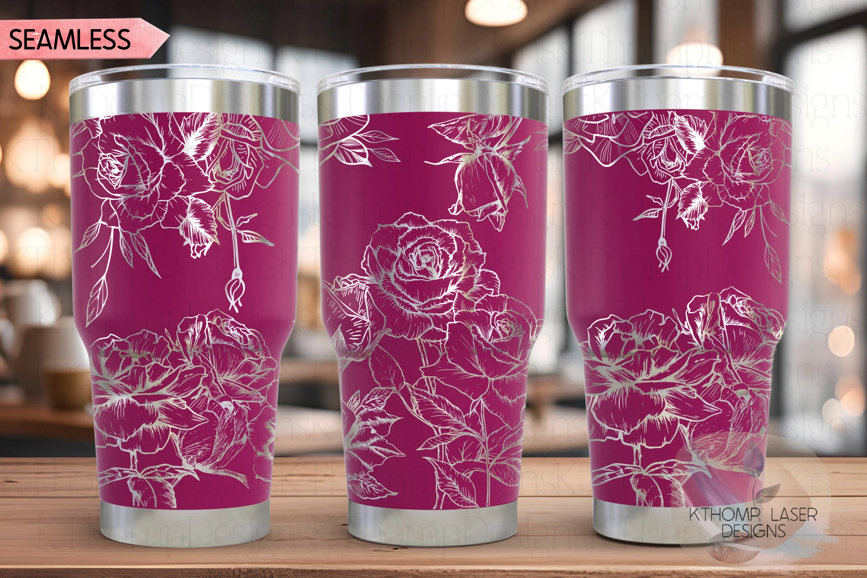 Roses 1 Tumbler Wrap SVG | 20oz and 30oz Laser Engraving File | Rotary Engrave Digital Design | Floral SVG Design