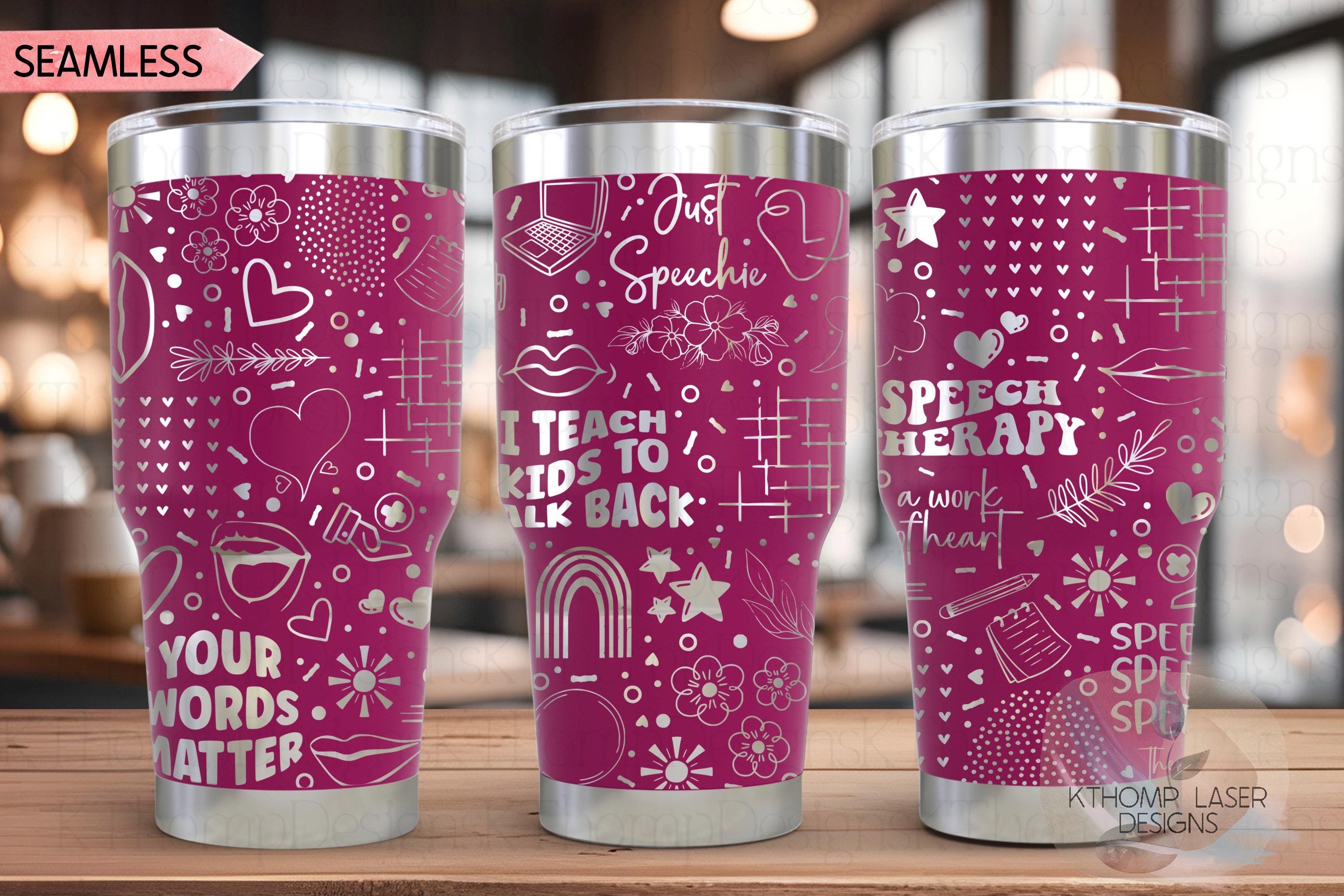 Speech Therapy Therapist Tumbler Wrap SVG | 20oz and 30oz Laser Engraving File | Rotary Ready Digital Design | Career Gift SVG