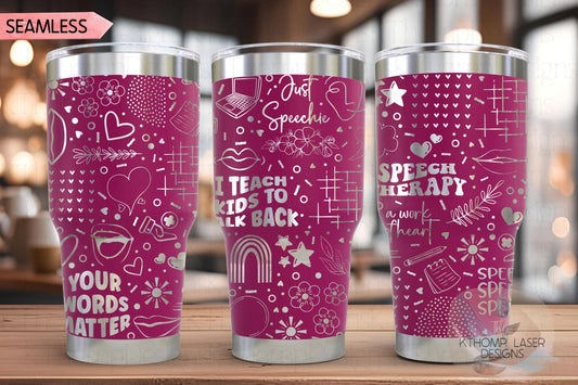 Speech Therapy Therapist Tumbler Wrap SVG | 20oz and 30oz Laser Engraving File | Rotary Ready Digital Design | Career Gift SVG