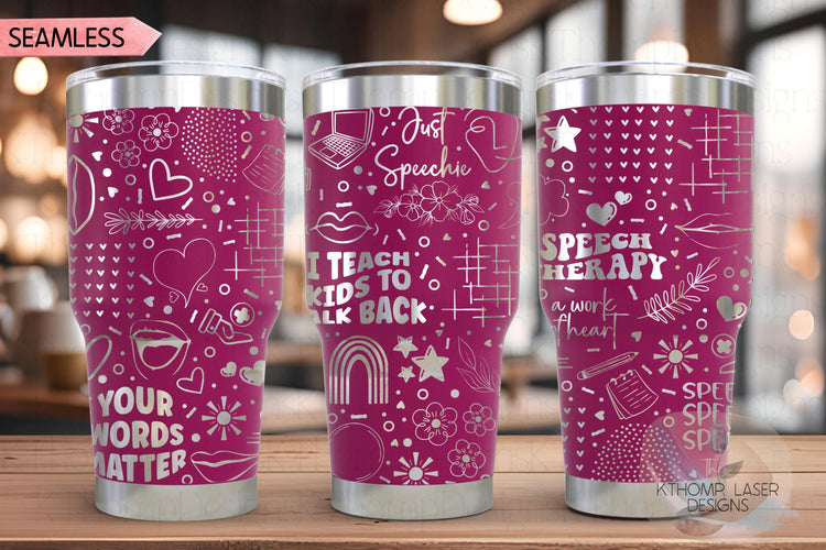 Speech Therapy Therapist Tumbler Wrap SVG | 20oz and 30oz Laser Engraving File | Rotary Ready Digital Design | Career Gift SVG