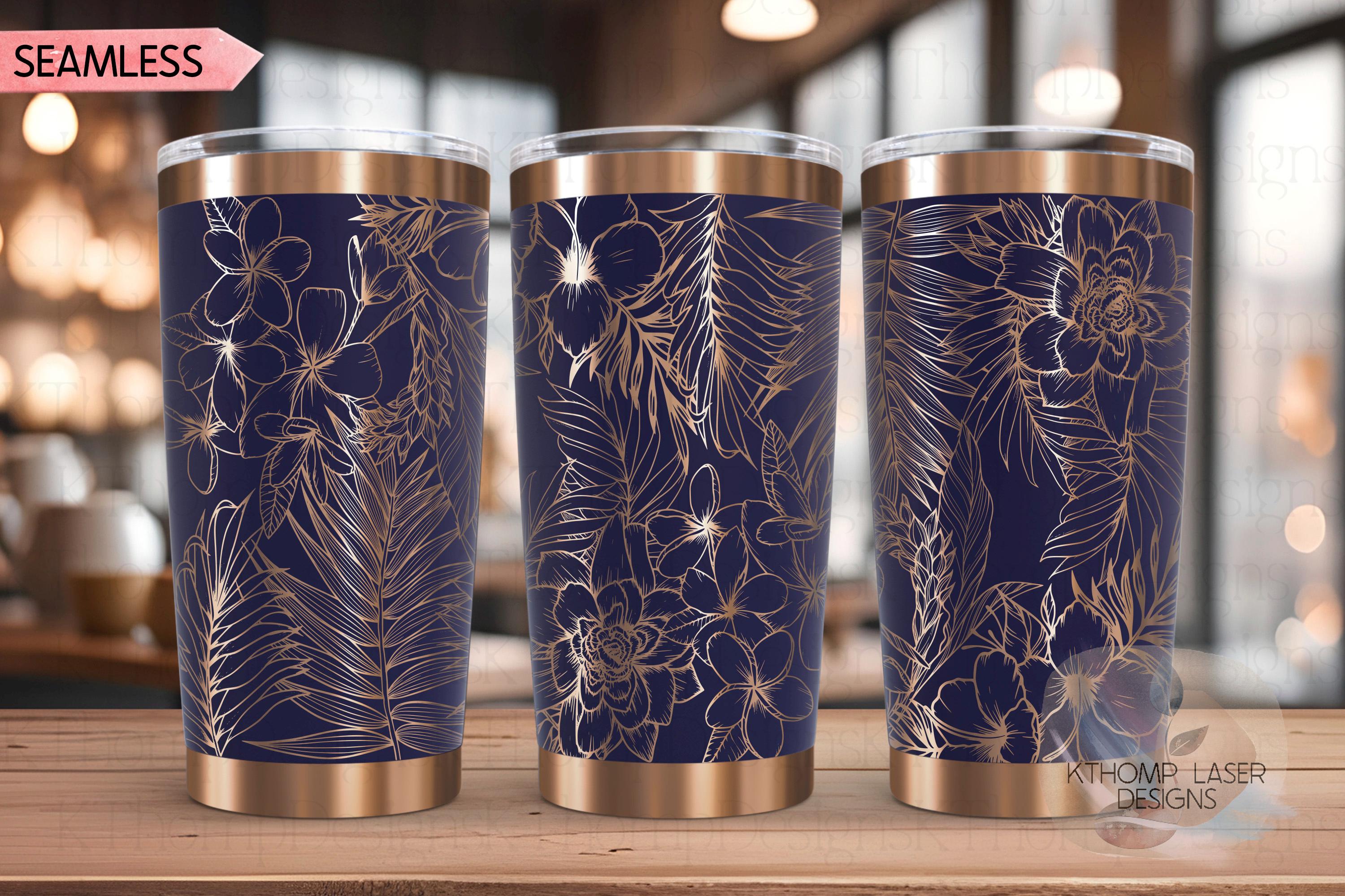 Tropical Plants Tumbler Wrap SVG | 20oz and 30oz Laser Engraving File | Rotary Engrave Digital Design | Floral SVG Design