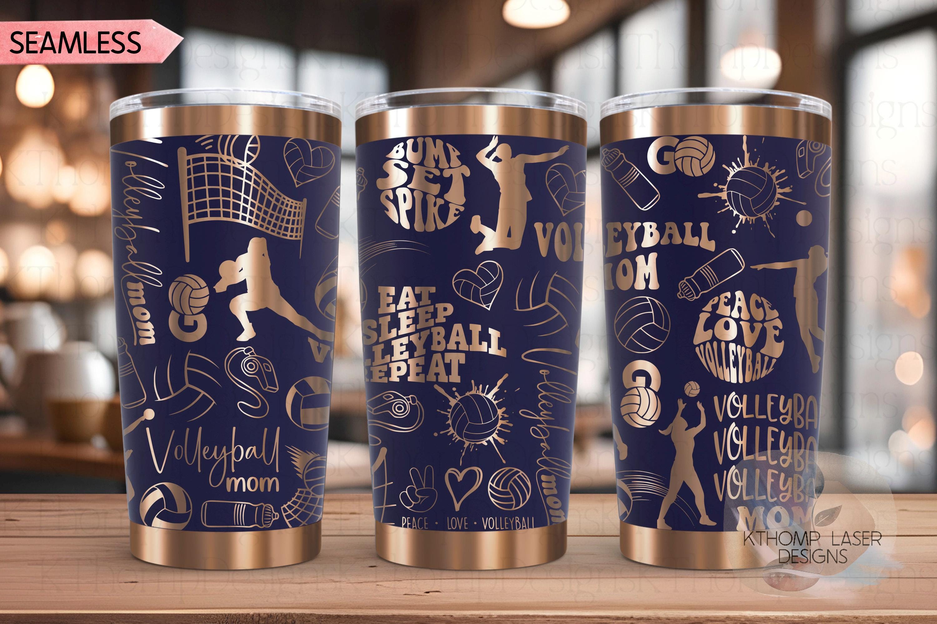 Volleyball Mom Tumbler Wrap SVG | 20oz and 30oz Laser Engraving File | Rotary Ready Digital Design | Mom Life SVG