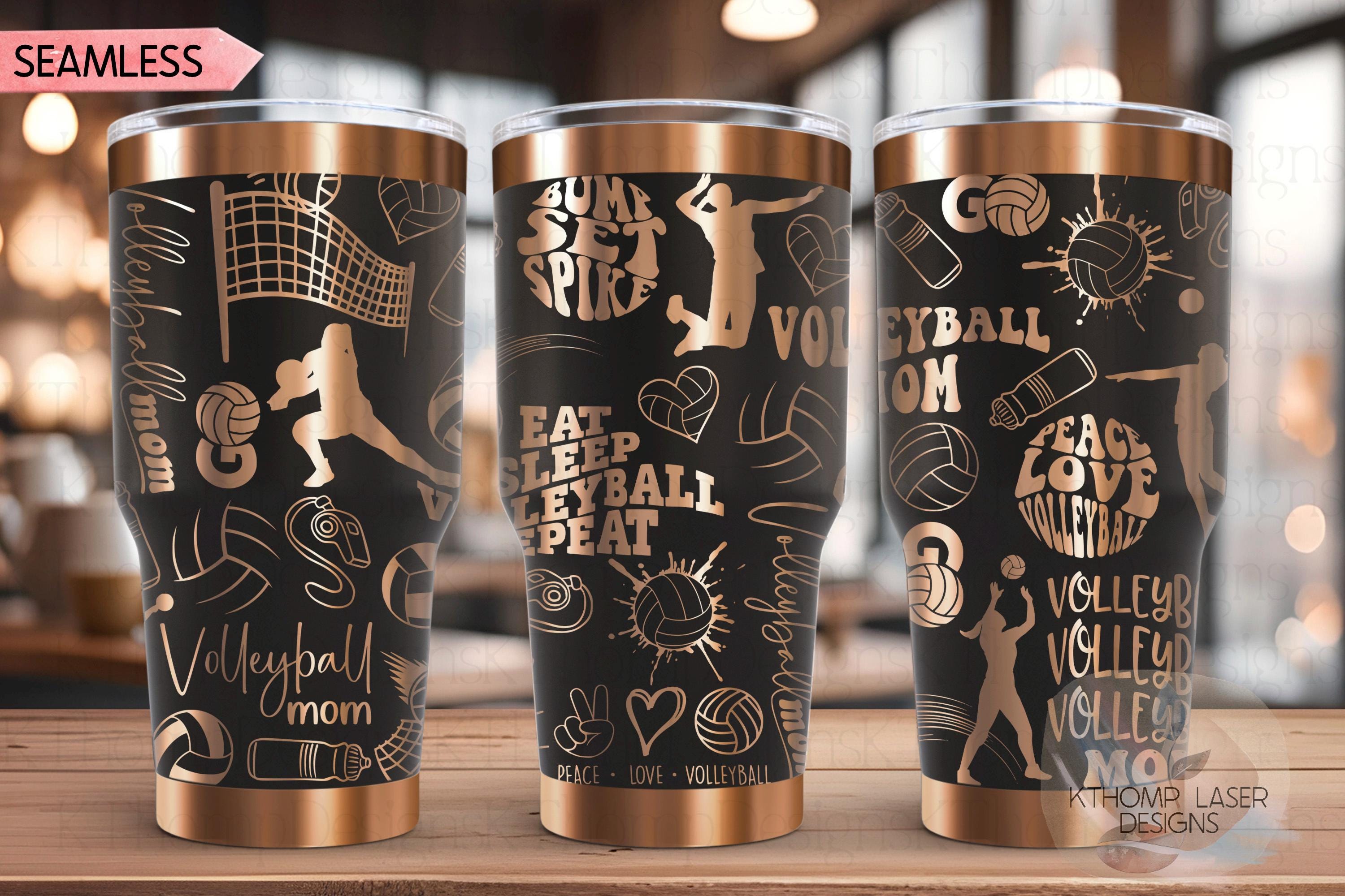 Volleyball Mom Tumbler Wrap SVG | 20oz and 30oz Laser Engraving File | Rotary Ready Digital Design | Mom Life SVG