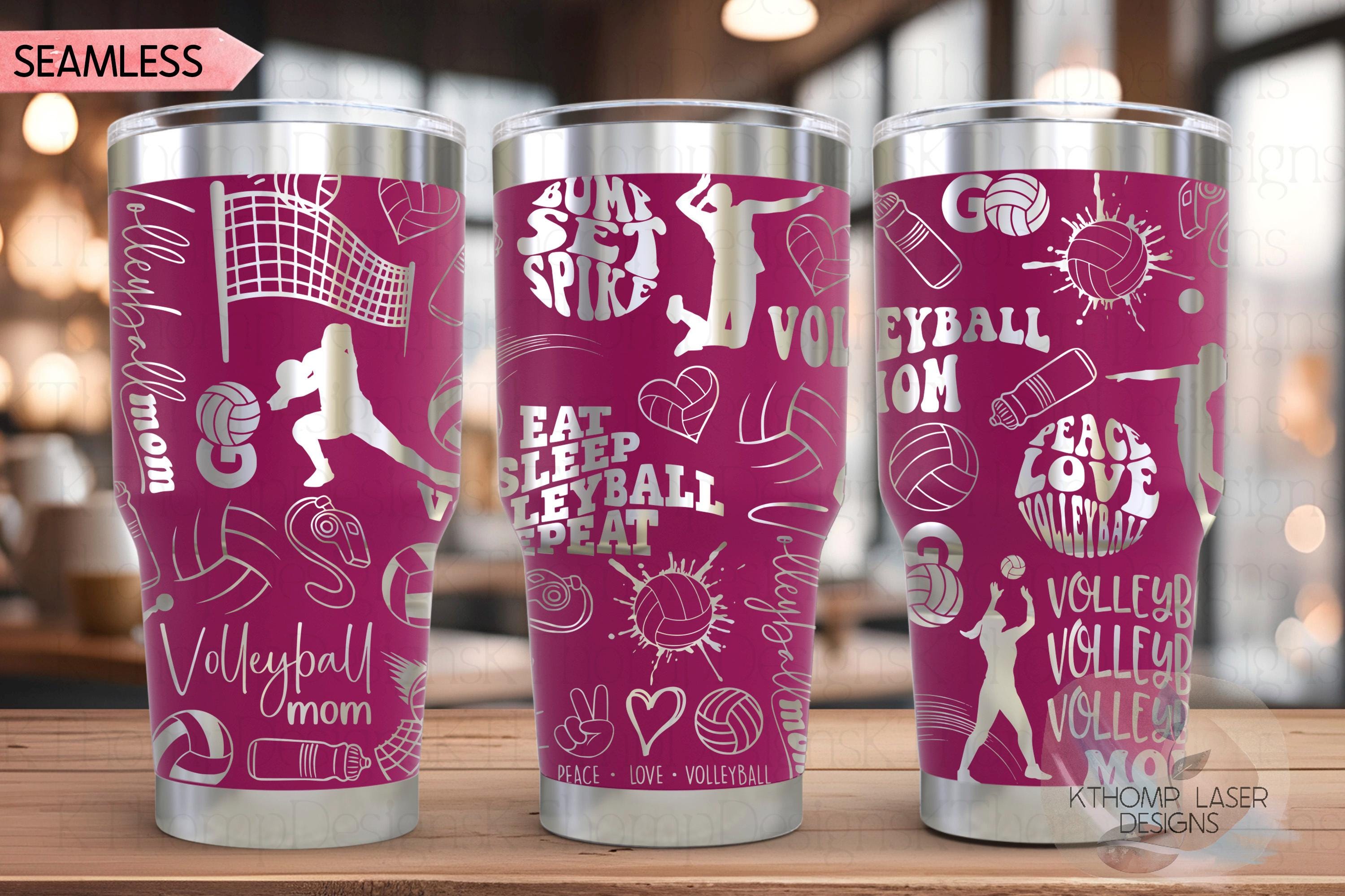 Volleyball Mom Tumbler Wrap SVG | 20oz and 30oz Laser Engraving File | Rotary Ready Digital Design | Mom Life SVG