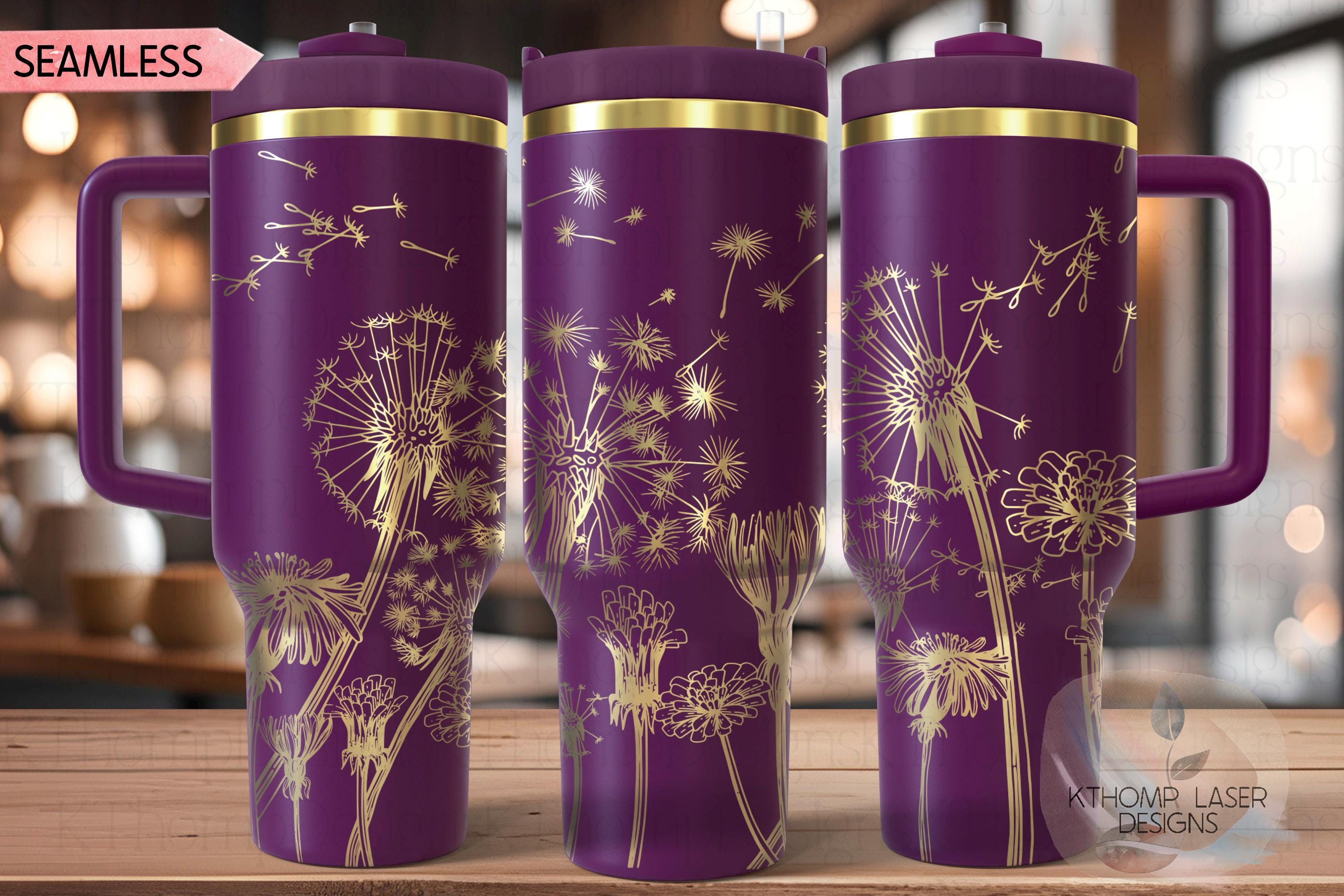 Dandelions Tumbler Wrap SVG | 40oz Laser Engraving File | Rotary Engrave Digital Design | Floral SVG Design
