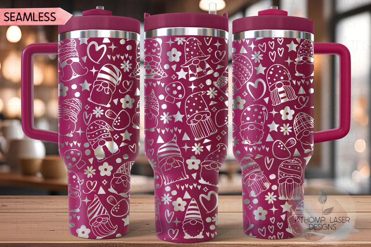 Gnomes Tumbler Wrap SVG | 40oz Laser Engraving File | Rotary Ready Digital Design | Fantasy Magic SVG