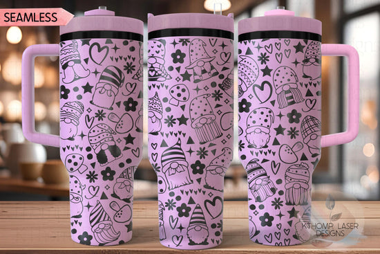 Gnomes Tumbler Wrap SVG | 40oz Laser Engraving File | Rotary Ready Digital Design | Fantasy Magic SVG