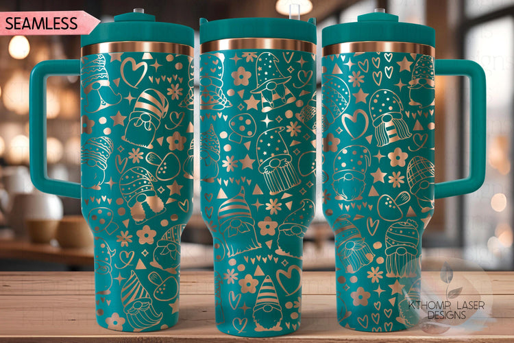 Gnomes Tumbler Wrap SVG | 40oz Laser Engraving File | Rotary Ready Digital Design | Fantasy Magic SVG