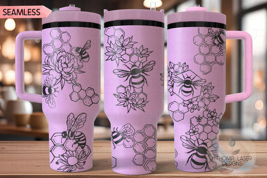 Honey Bees Tumbler Wrap SVG | 40oz Laser Engraving File | Rotary Ready Digital Design | Exotic Animal SVG