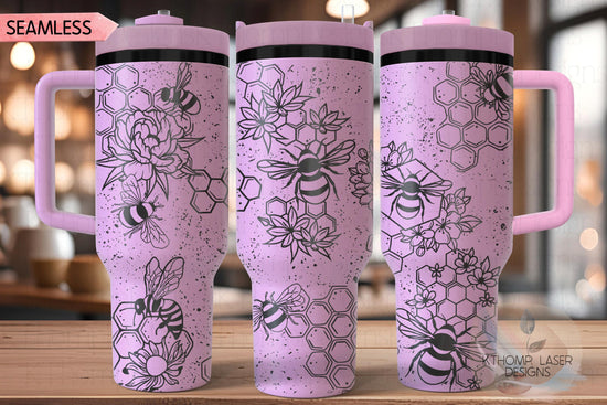 Honey Bees Distressed Tumbler Wrap SVG | 40oz Laser Engraving File | Rotary Ready Digital Design | Exotic Animal SVG