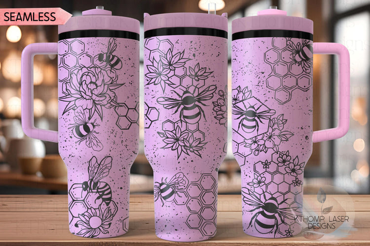 Honey Bees Distressed Tumbler Wrap SVG | 40oz Laser Engraving File | Rotary Ready Digital Design | Exotic Animal SVG