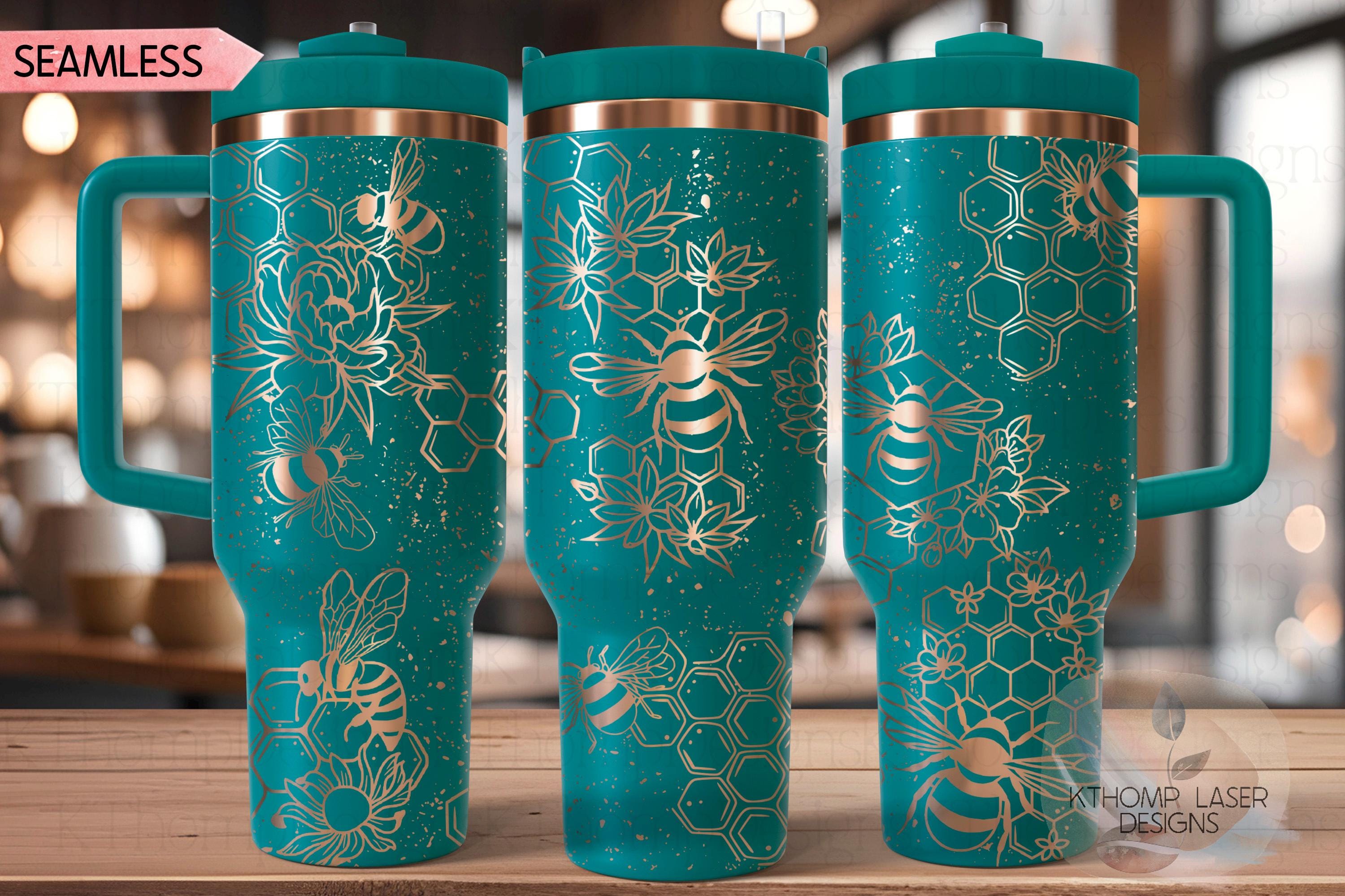 Honey Bees Distressed Tumbler Wrap SVG | 40oz Laser Engraving File | Rotary Ready Digital Design | Exotic Animal SVG