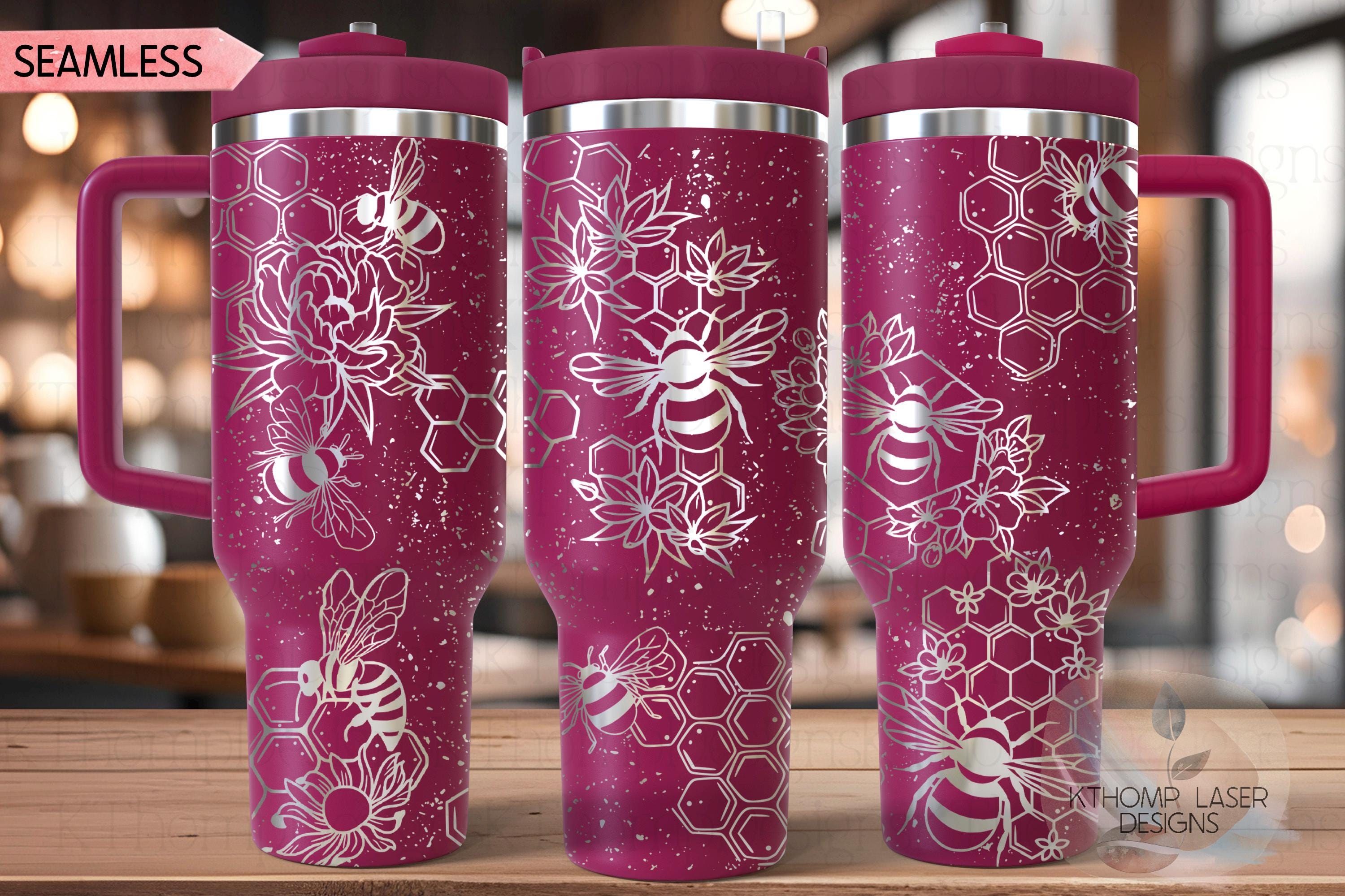 Honey Bees Distressed Tumbler Wrap SVG | 40oz Laser Engraving File | Rotary Ready Digital Design | Exotic Animal SVG