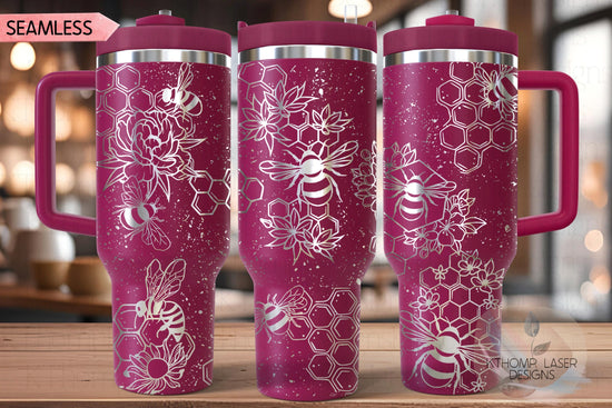 Honey Bees Distressed Tumbler Wrap SVG | 40oz Laser Engraving File | Rotary Ready Digital Design | Exotic Animal SVG